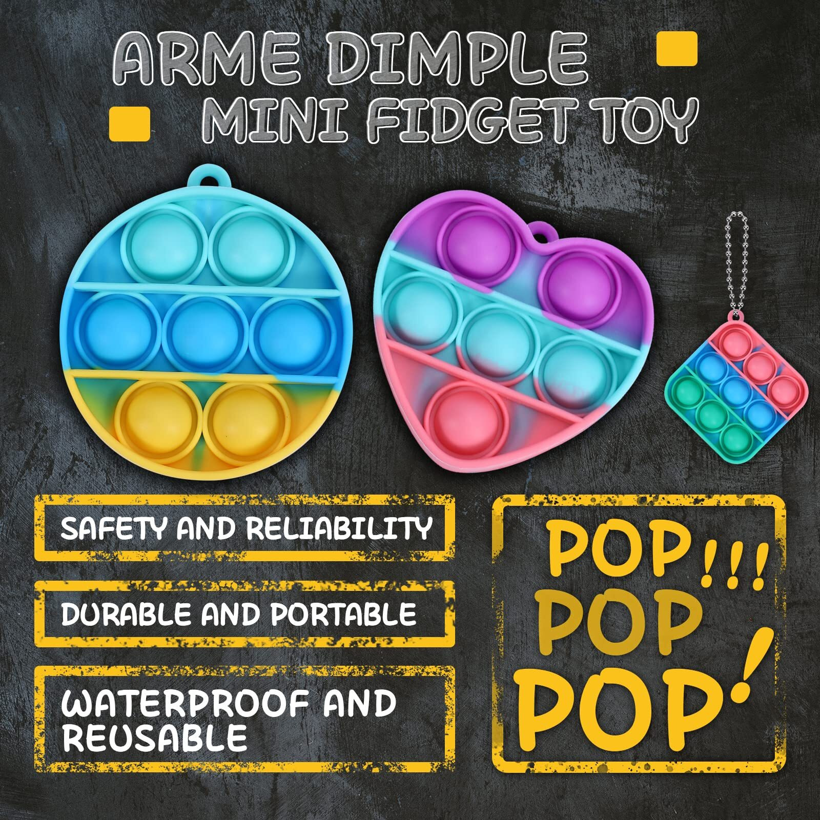 Arme 95Pcs Pop Fidget Toys,Party Favors Toddler Toy Pop Fidget Keychain Mini Fidget Toys Bulk Sensory Toys Stress Toys, Party Fidget Pack Popper Toy Gift For Girls Boys