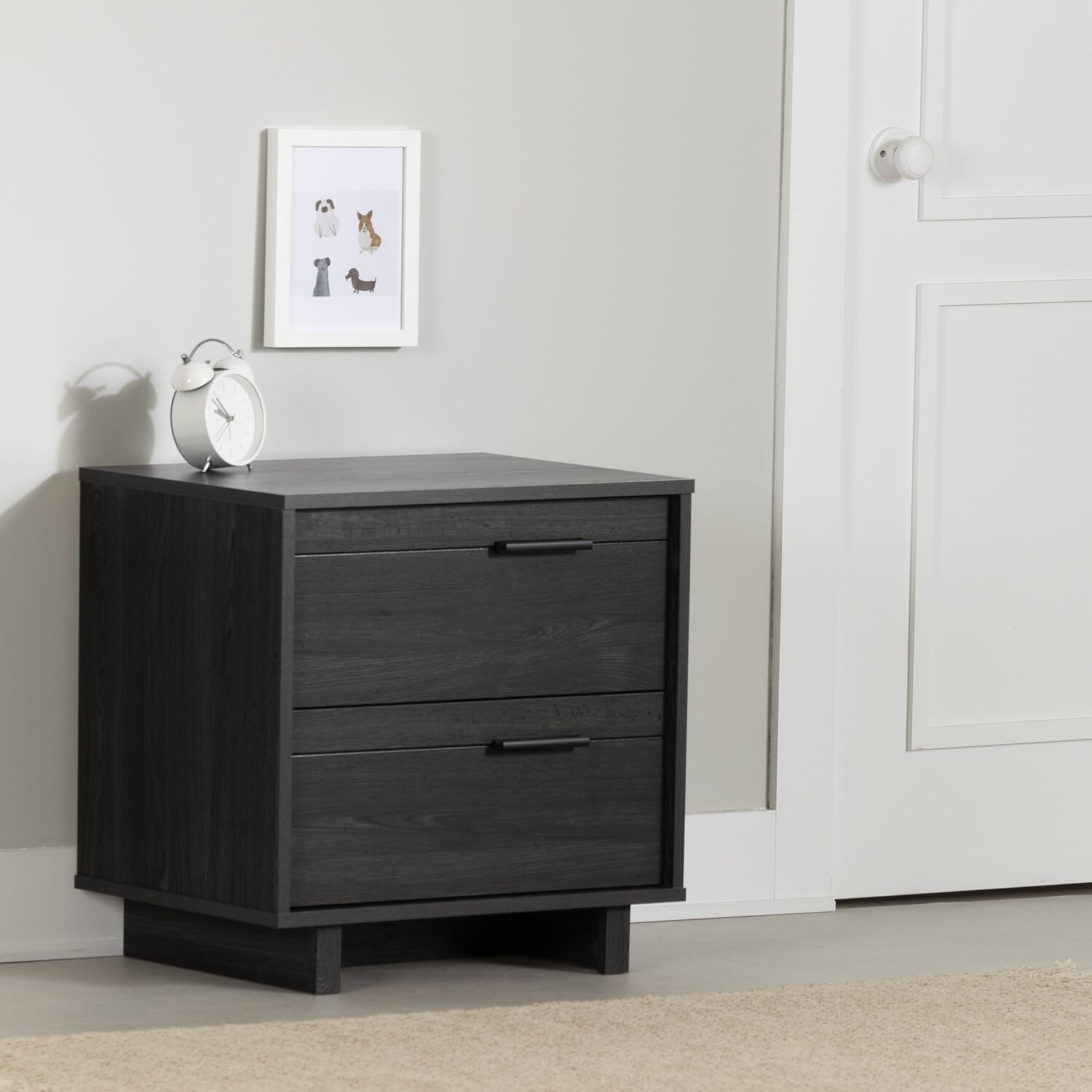 South Shore Fynn 2-Drawer Nightstand, 0, Gray Oak