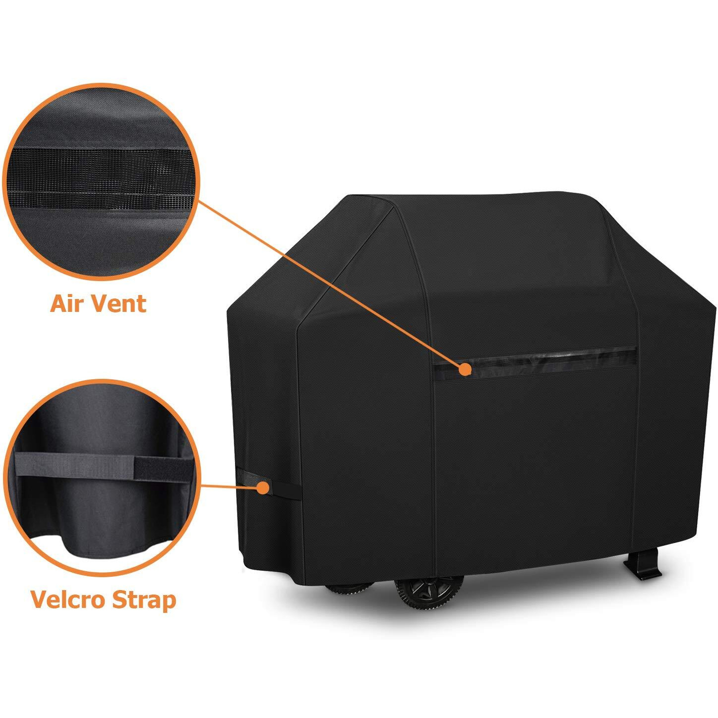 Icover Grill Cover 70 Inch 600D Heavy-Duty Water Proof Patio Outdoor Black Canvas Bbq Barbecue Smoker Grills Covers For Weber Char-Broil Brinkmann Holland Dyna-Glo And Jennair