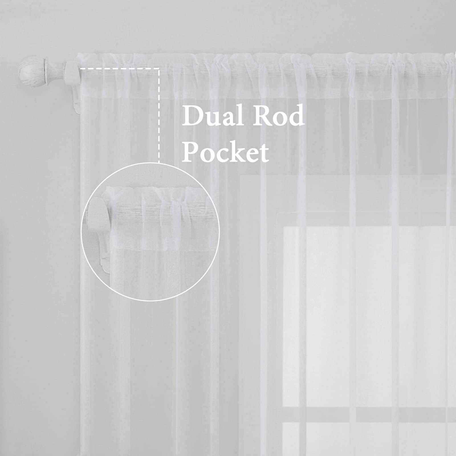Miulee 2 Panels Solid Color White Sheer Window Curtains Elegant Window Voile Panels/Draperies/Treatment For Bedroom Living Room (54 X 45 Inches White)