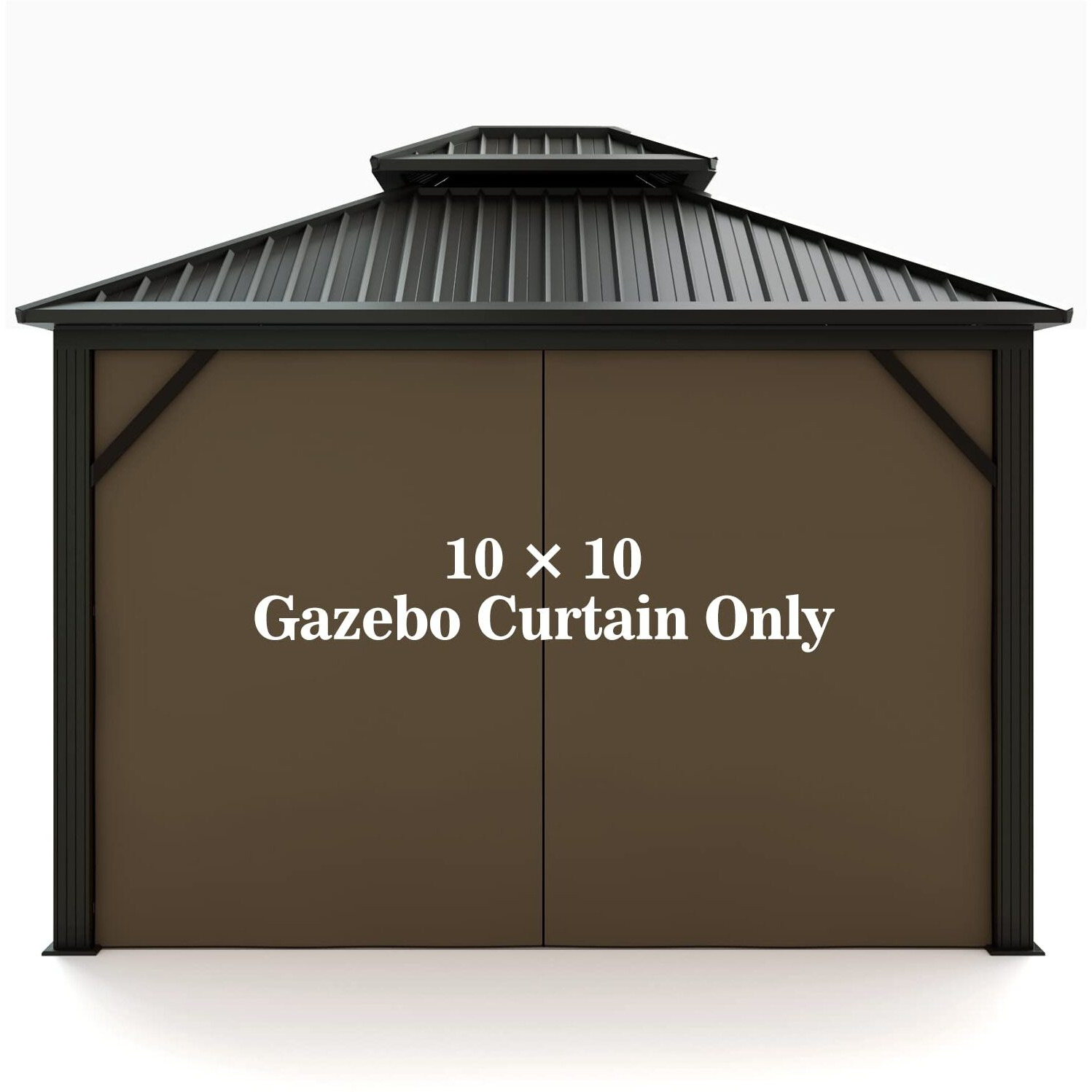 Gazebo Universal Replacement Privacy Curtain - Hugline 10' X 10' Gazebo Side Wall Outdoor Privacy Panel With Zipper (Brown)
