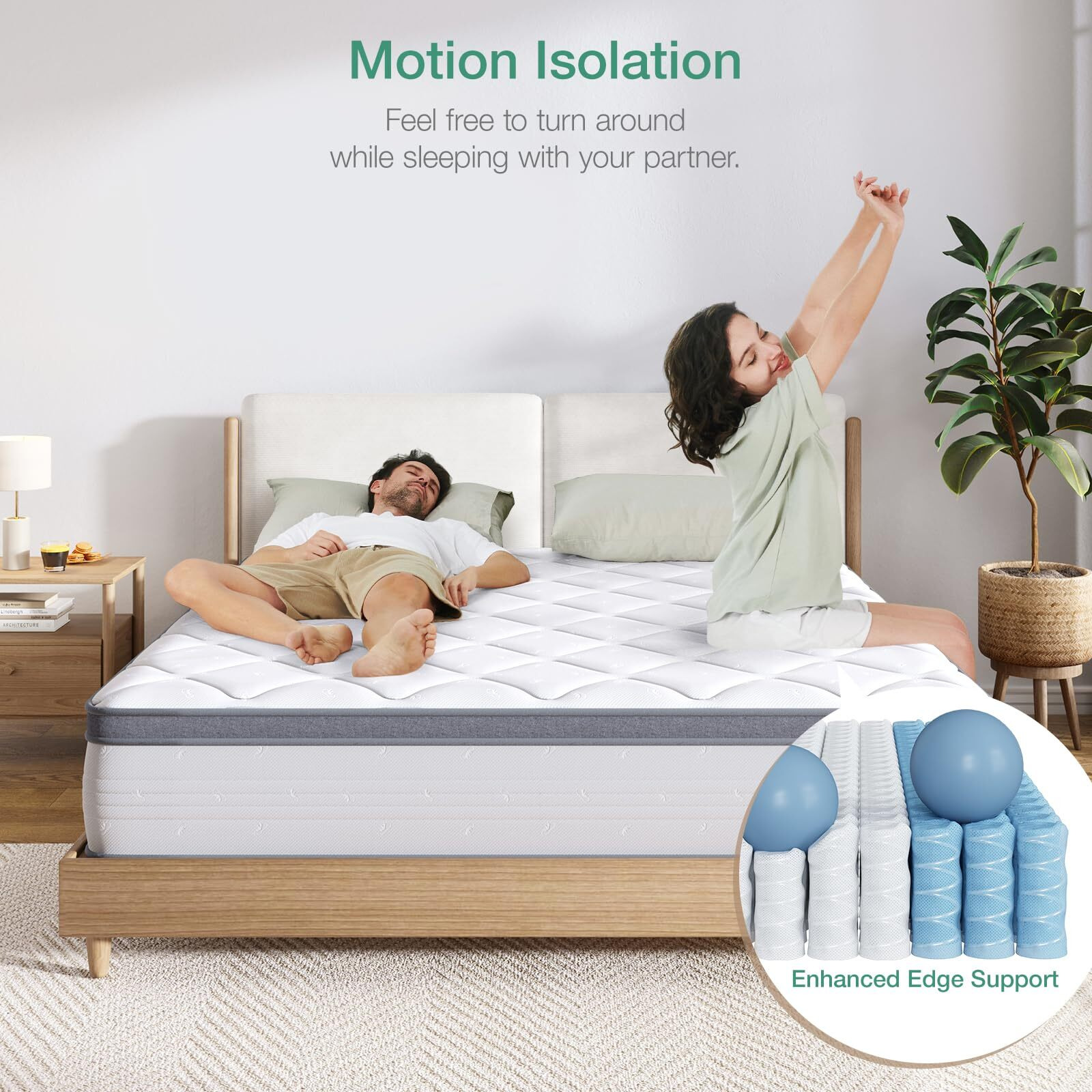 Novilla King Mattress, 12 Inch Hybrid Mattress King With Comfort Foam, Innerspring Pillow Top Mattresses In A Box, Comfort Layer For Pressure & Pain Relief, Soft Feel But Supportive