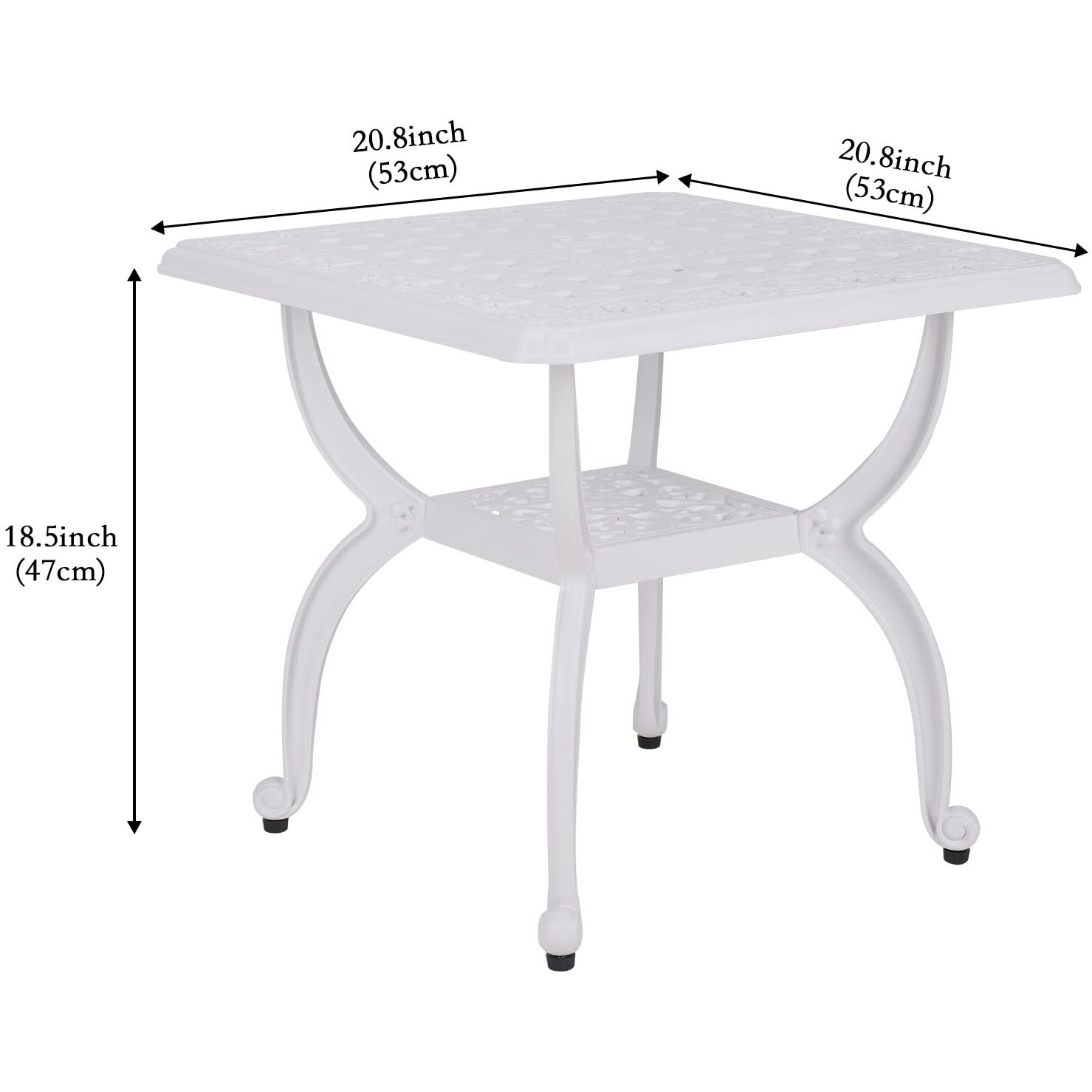 Jardin De Centennial Cast Aluminum Outdoor Side Table,Anti-Rust Outdoor End Table,Patio Coffee Bistro Table For Indoor,Garden,Porch,Balcony(Square White)