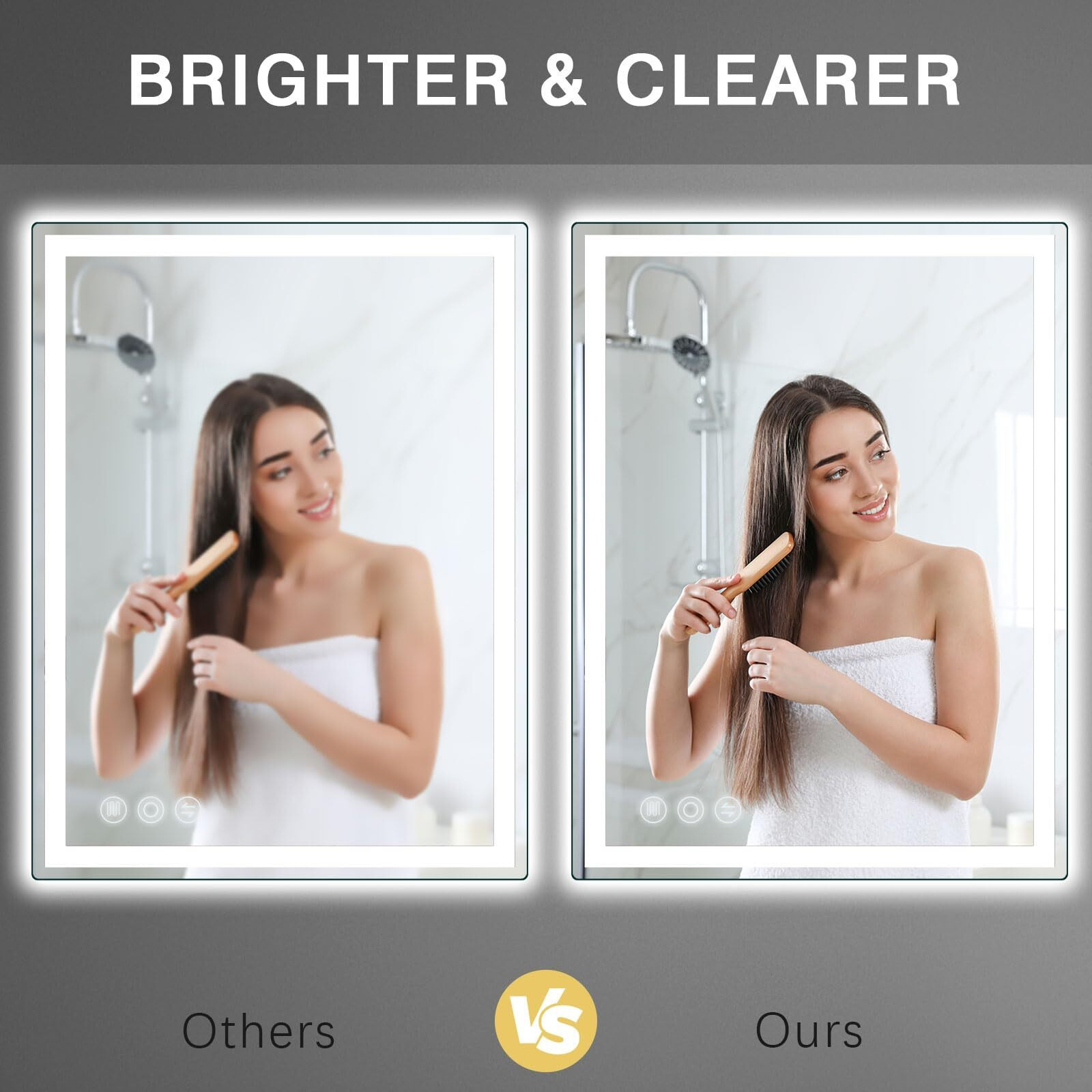 Led Bathroom Mirror 24"&quotX 40"" With Frontlit And Backlit, Anti-Fog, Stepless 3 Colors Temperature & Dimmable, Memory Tempered Glass