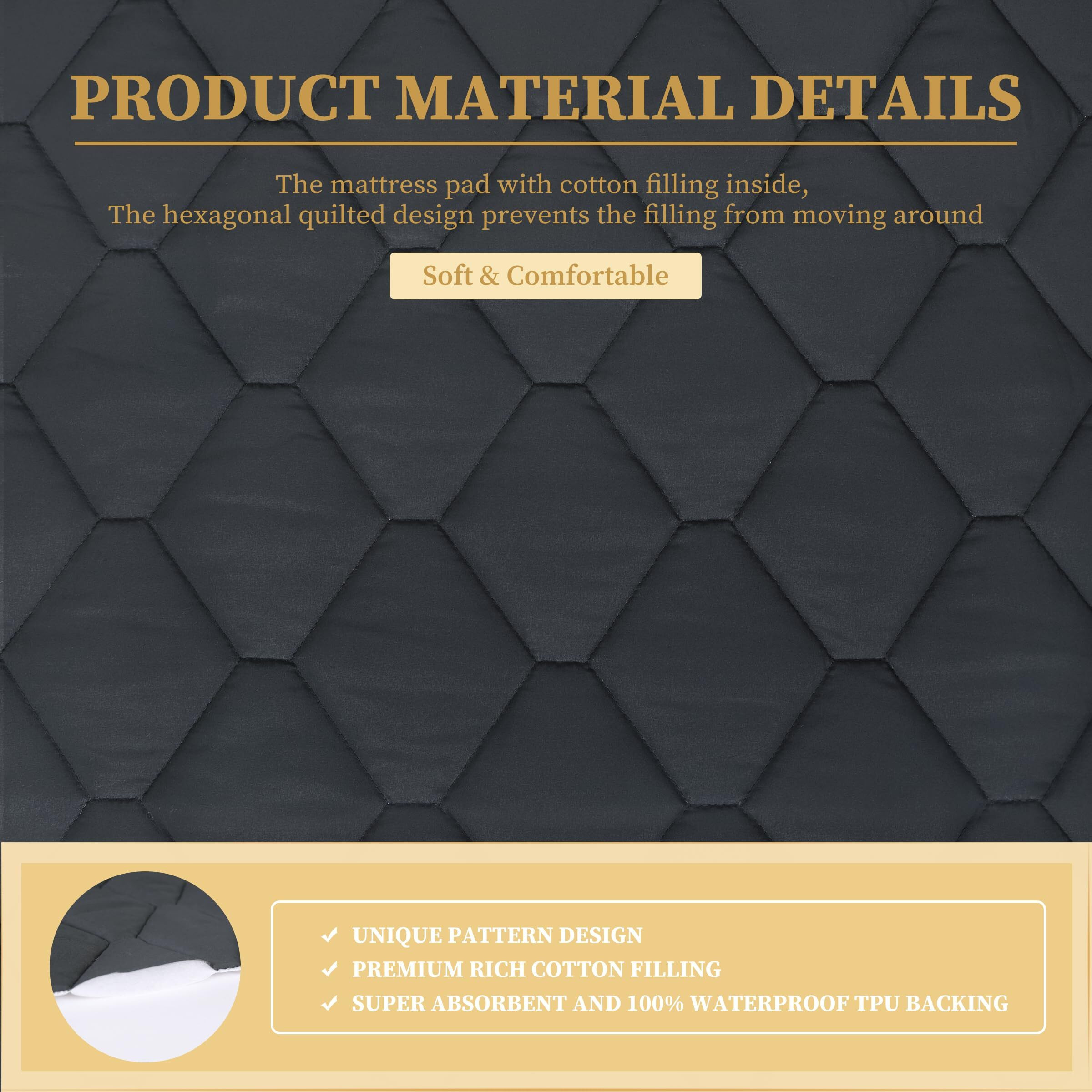 King Quilted Fitted Waterproof Mattress Pad, Breathable Premium Soft Filling Mattress Protector, 8-21 Inches Deep Pocket Noiseless Mattress Cover (White)
