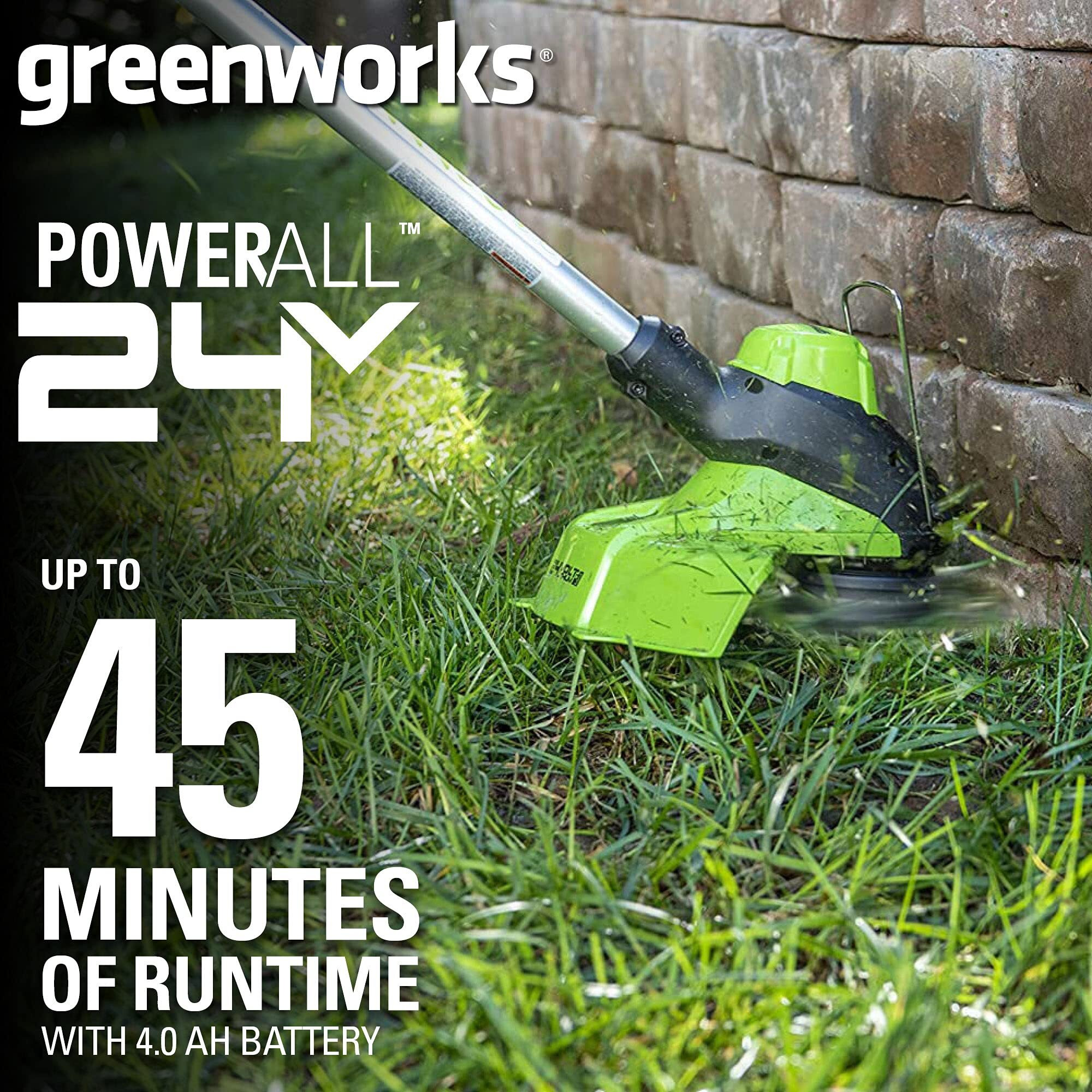 Greenworks 24V 13"" Brushless Cordless String Trimmer, 4.0Ah Usb Battery And Charger Included