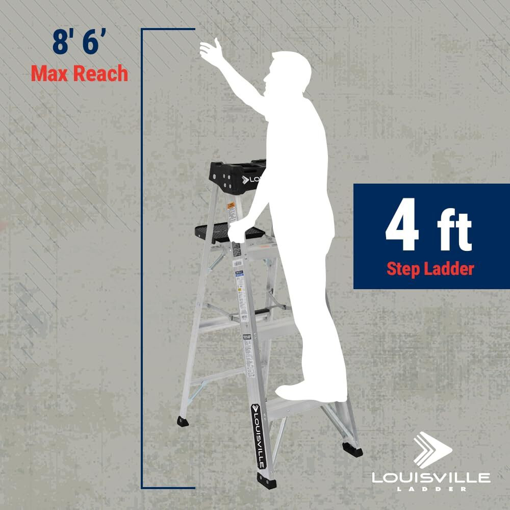 Louisville Ladder 4-Foot Aluminum Step Ladder, 300-Pound Load Capacity, Type Ia, As3004