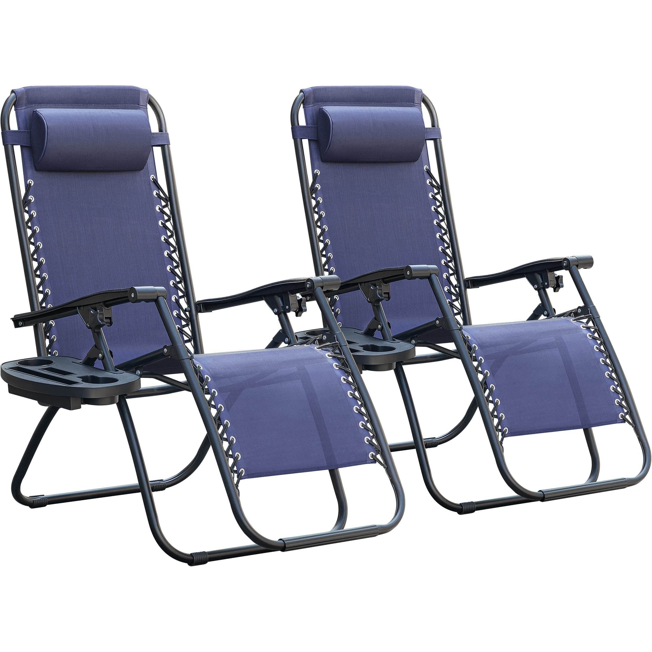 Homall Zero Gravity Chair Patio Folding Lawn Lounge Chairs Outdoor Lounge Gravity Chair Camp Reclining Lounge Chair With Cup Holder Pillows For Poolside Backyard And Beach Set Of 2 (Red)