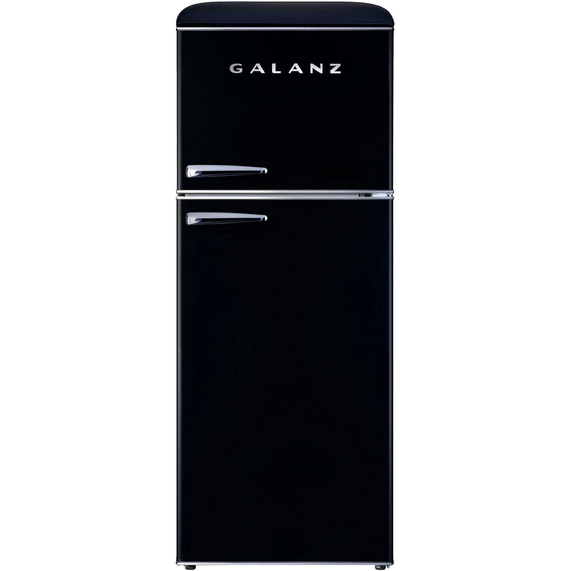 Galanz Glr10Tbkefr Retro Refrigerator With Top Freezer Frost Free, Dual Door Fridge, Adjustable Electrical Thermostat Control, 10 Cu Ft, Black