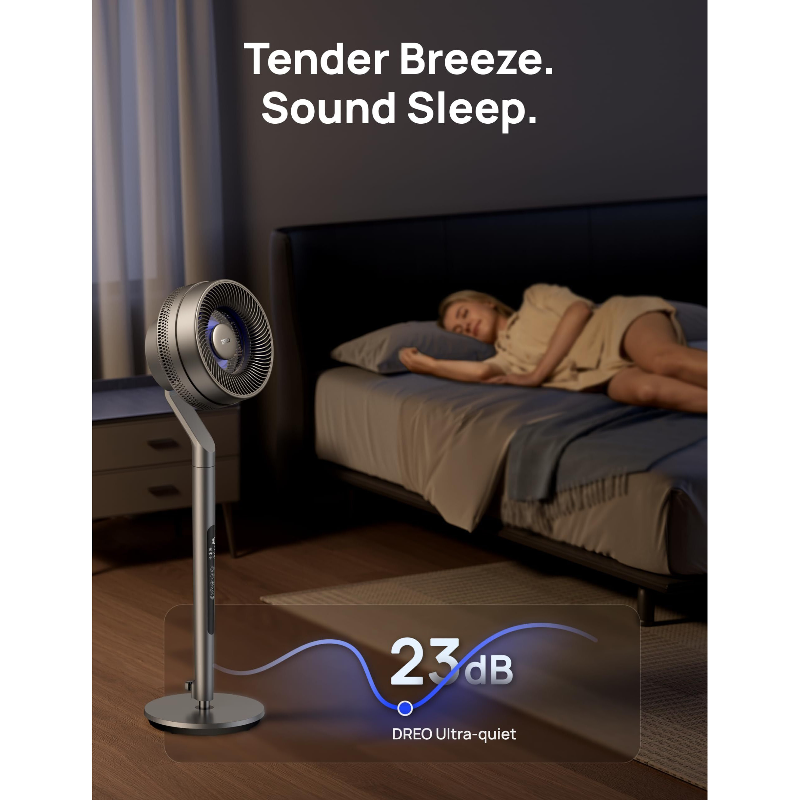 Dreo Pedestal Fan With Smart Control, 40-44"" Adjustable Height, Dc Quiet Fans For Bedroom, 120+85 Omni-Directional Oscillating Fan, 100Ft Airflow, 10 Speeds, 6 Modes, 12H Timer, 23Db, Wi-Fi/Voice