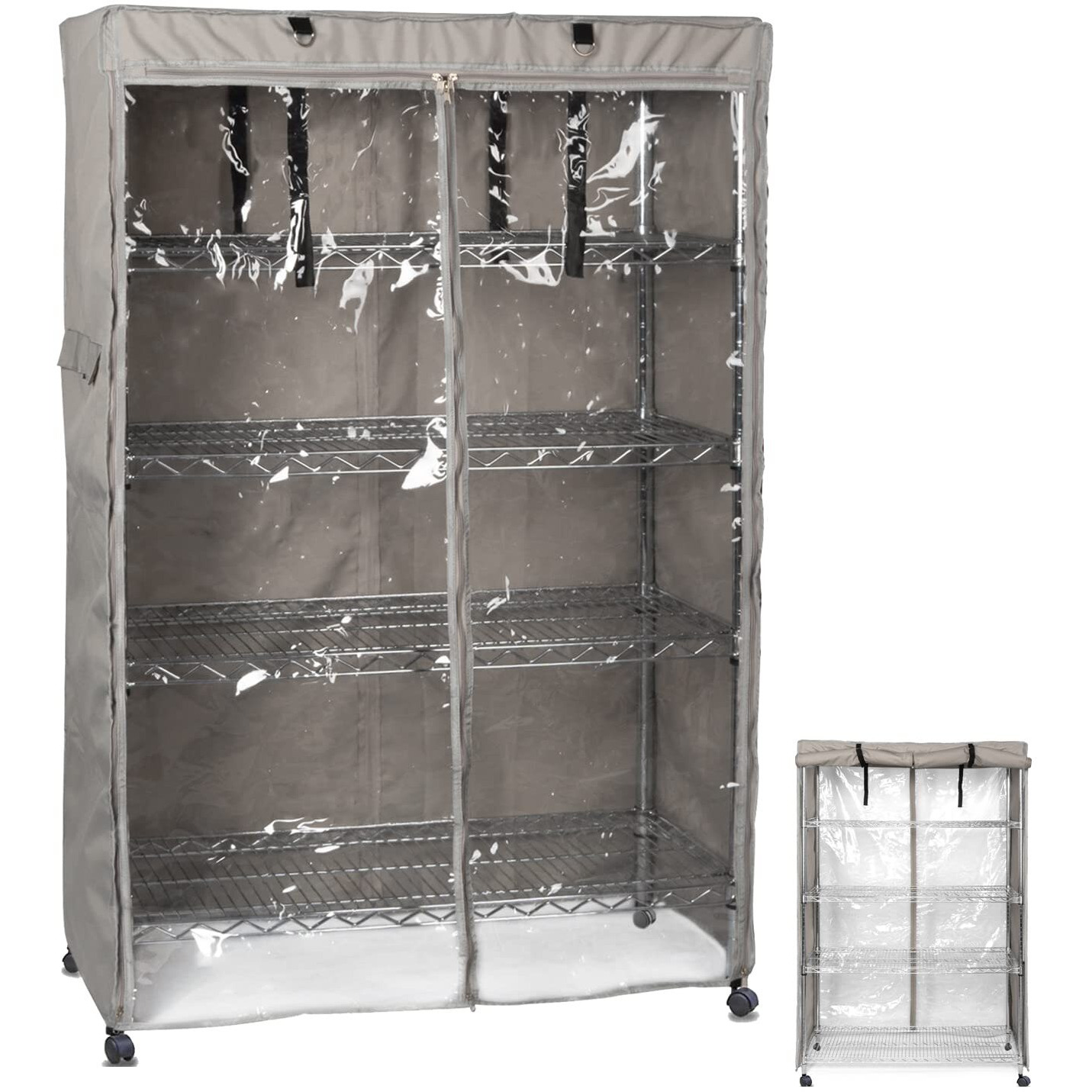 Ylovan Storage Shelf Cover Wire Rack Shelving Dust Protective, Fits Racks 48"" L X 19'' D X 72'' H Three Side See Through Panel (Cover Only)
