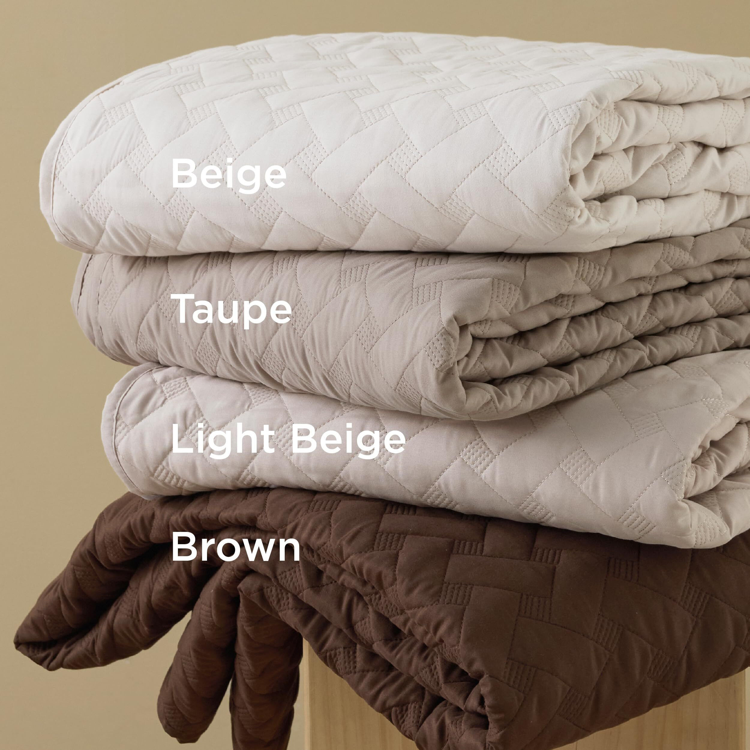Bedsure Quilts King Size - Lightweight Bedspreads King Size With Basket Weave Pattern, Soft Quilt Bedding, Beige Comforter Coverlet For All Seasons (106"" X 96"")