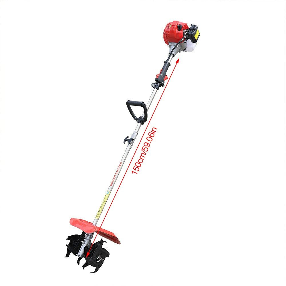 Garden Yard Soil Tilling Machine, Handheld 42.7Cc 2-Stroke Gasoline Tiller Cultivator Gas Powered Weeding Machine
