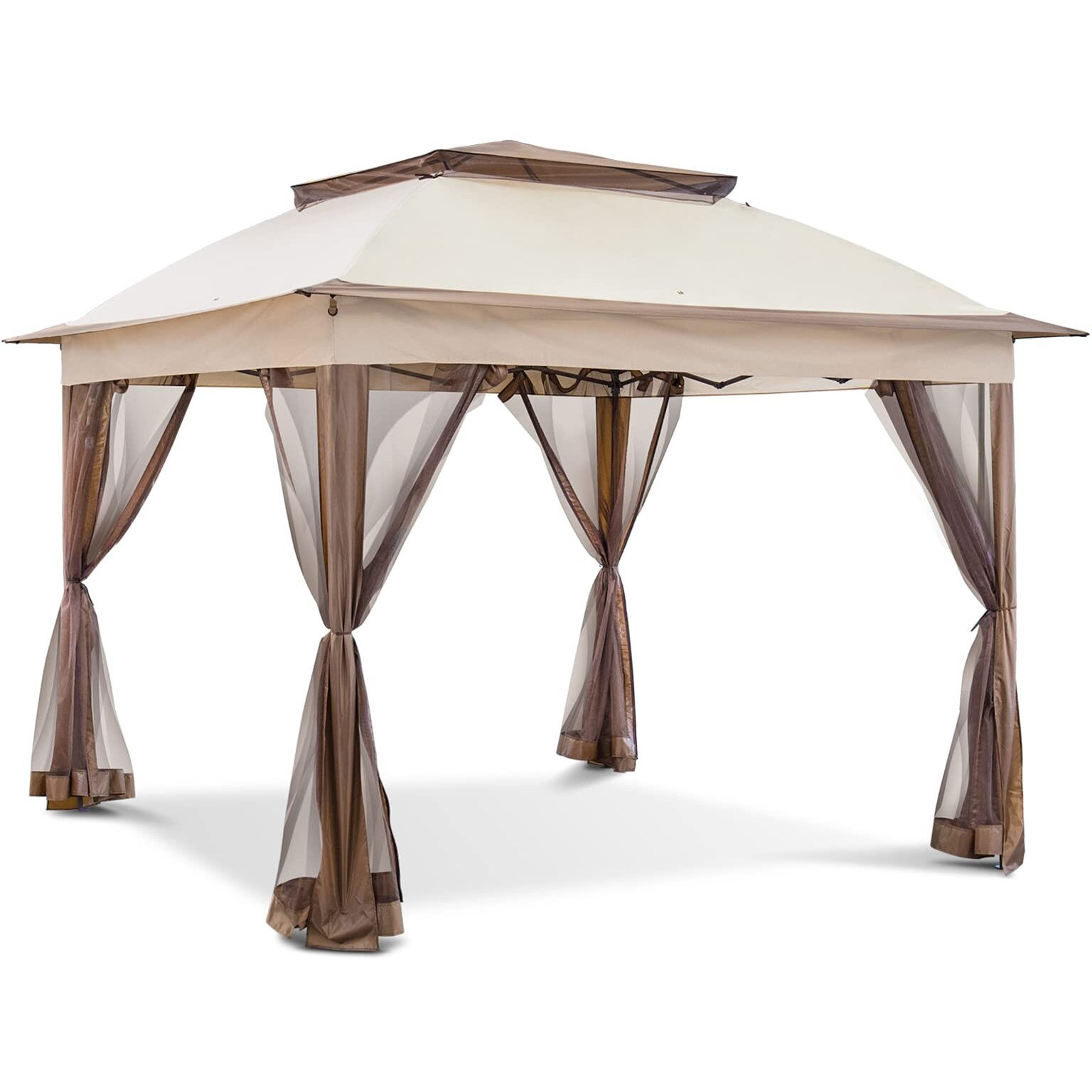 Joyside 11'X11' Pop Up Gazebo For Patio With Sidewalls And Mosquito Netting - Outdoor Canopy Shelter Tent For Weddings (Beige)