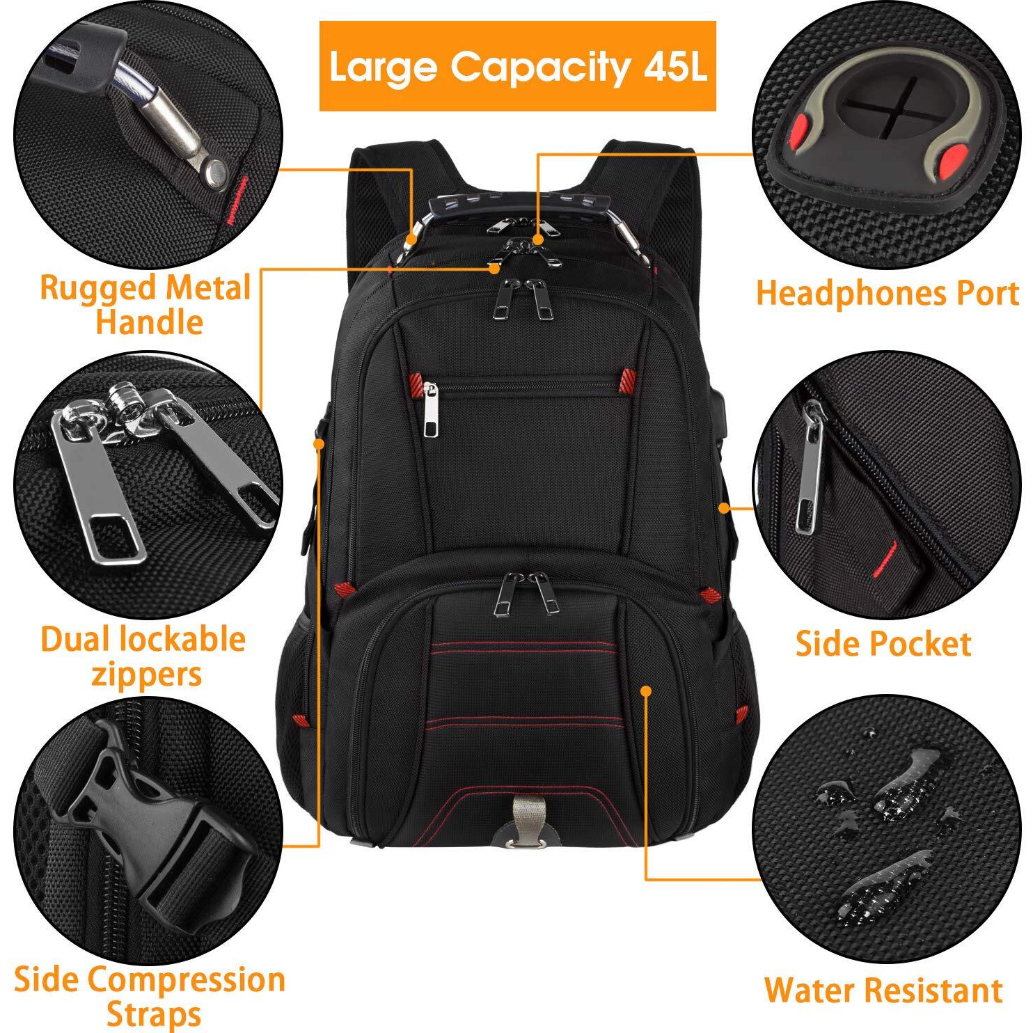 Ltinveck Travel Laptop Backpack, Extra Large Backpack For Men Women With Usb Charging Port, Tsa Friendly Heavy Duty Big Business Computer Bag Tech Backpacks Bag Fit 17 Inch Laptops, Rfid Backbag