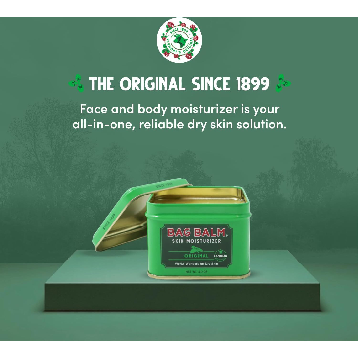 Bag Balm Skin Moisturizer - Full Body Hydrating Skin Care Dry Hands, Lips, Face, Feet & More - Unscented, Cruelty & Paraben Free - Day & Night, Men & Women, Vermont 's Original (4Oz Tin, Made In Usa)