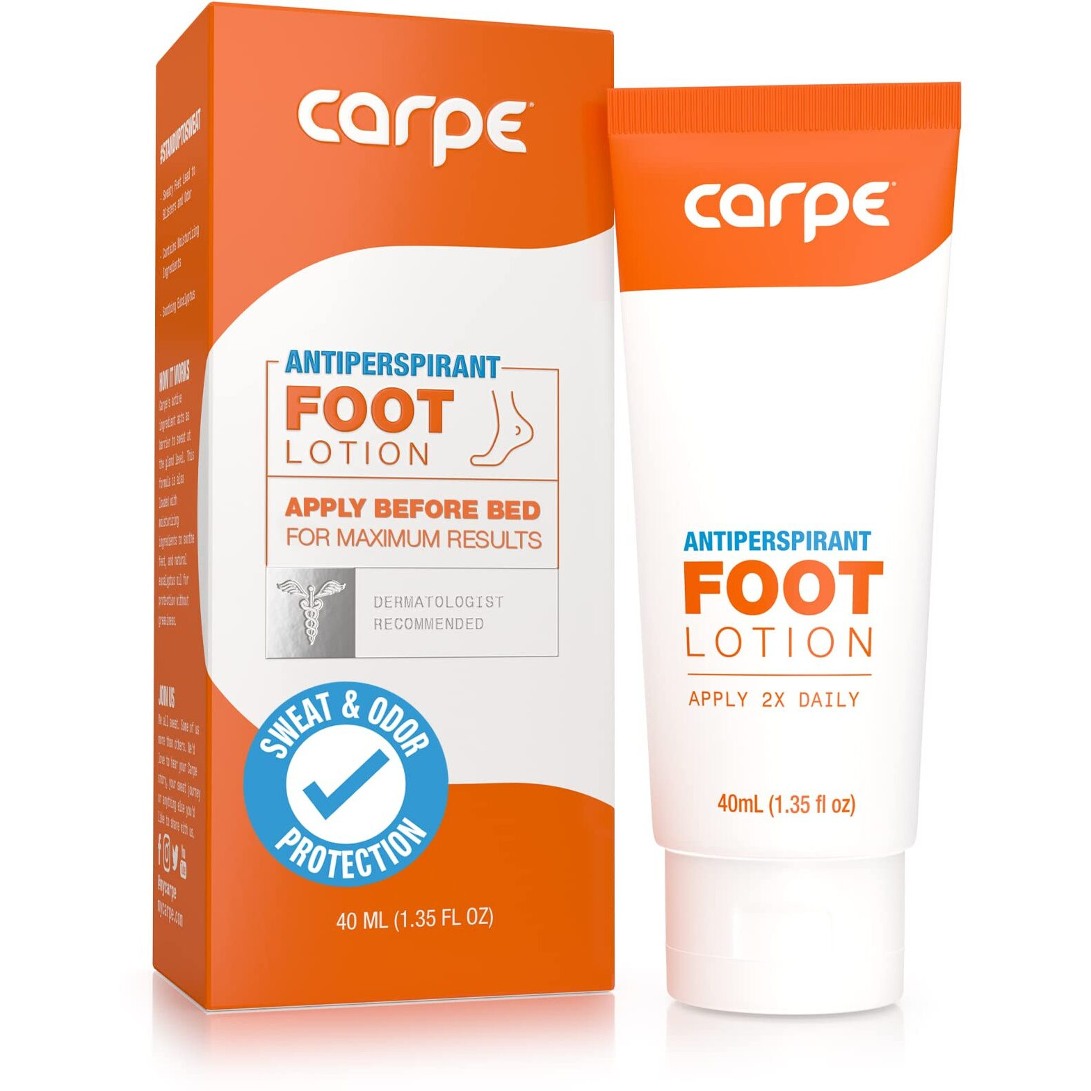 Carpe Antiperspirant Foot Lotion, A Dermatologist-Recommended Solution To Stop Sweaty, Smelly Feet, Helps Prevent Blisters, Great For Hyperhidrosis