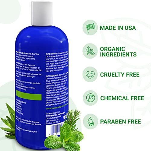 Truremedy Naturals Remedy Tea Tree Oil Body Soap - Body Wash That Helps Body Odor, Ringworm, & Skin Irritations (1 Pk, 12 Oz)