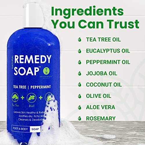 Truremedy Naturals Remedy Tea Tree Oil Body Soap - Body Wash That Helps Body Odor, Ringworm, & Skin Irritations (1 Pk, 12 Oz)
