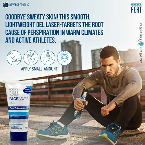 Neat Feat 3B Face Saver Antiperspirant Gel For Facial Perspiration & Shine, White And Blue, 176 Fl Oz