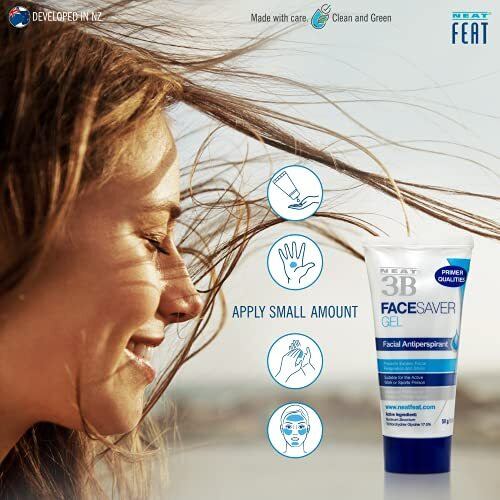 Neat Feat 3B Face Saver Antiperspirant Gel For Facial Perspiration & Shine, White And Blue, 176 Fl Oz