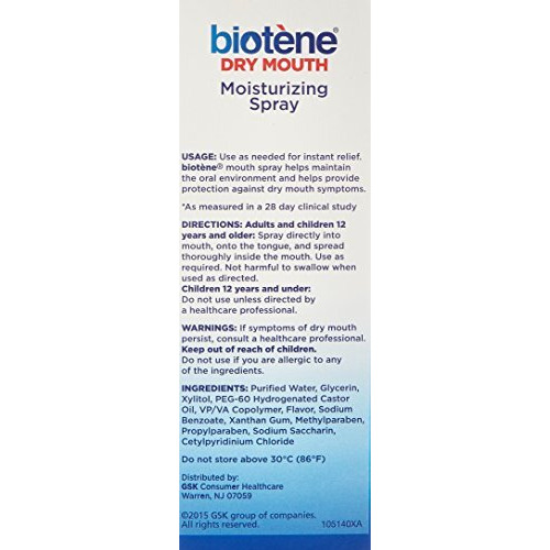 Biotene Gentle Mint Moisturizing Mouth Spray, Sugar-Free, For Dry Mouth And Fresh Breath, 1.5 Ounce (Pack Of 2)