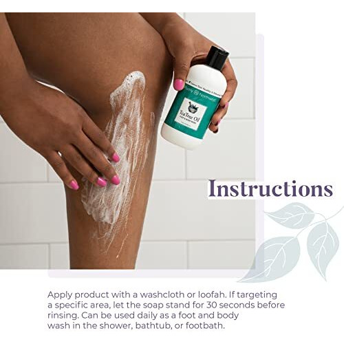 Purely Northwest-Tea Tree Oil & Peppermint Body Wash For Men & Women-A Refreshing Natural Daily Soap For Body Odor & Acne-Effectively Soothes Jock Itch, Chafing & Athletes Foot-Discolored Nails-9Oz