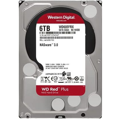 Western Digital 6Tb Wd Red Plus Nas Internal Hard Drive Hdd - 5400 Rpm, Sata 6 Gb/S, Cmr, 64 Mb Cache, 3.5"" - Wd60Efrx
