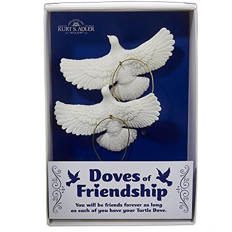 Kurt Adler 4.5"" Resin Friendship Dove Ornament Set Of 2