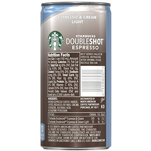 Starbucks Doubleshot, Espresso + Cream Light, 6.5 Ounce, 12 Pack