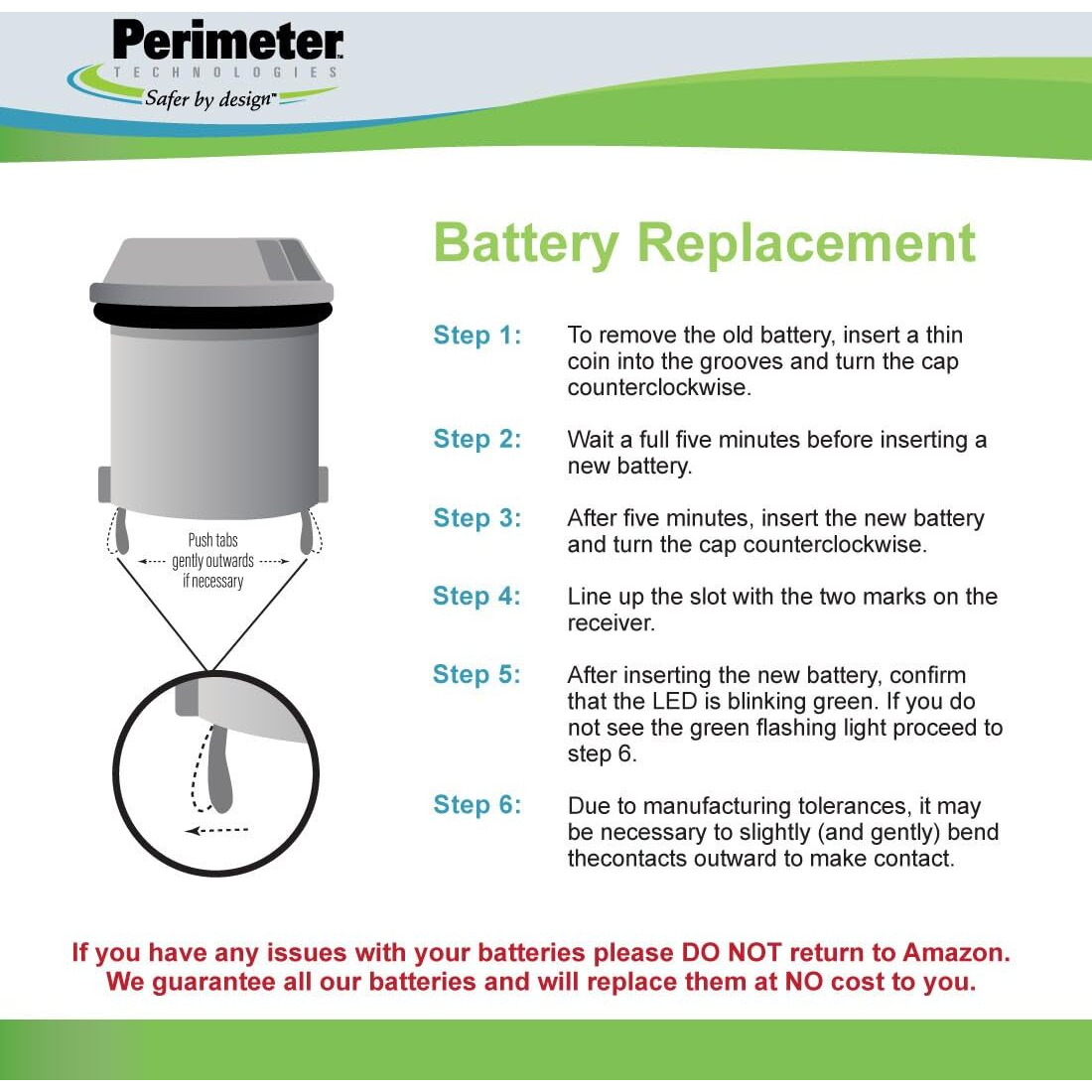 Perimeter Technologies Six Pack Dog Fence Batteries For Invisible Fence R21 Or R51 Receiver Collars