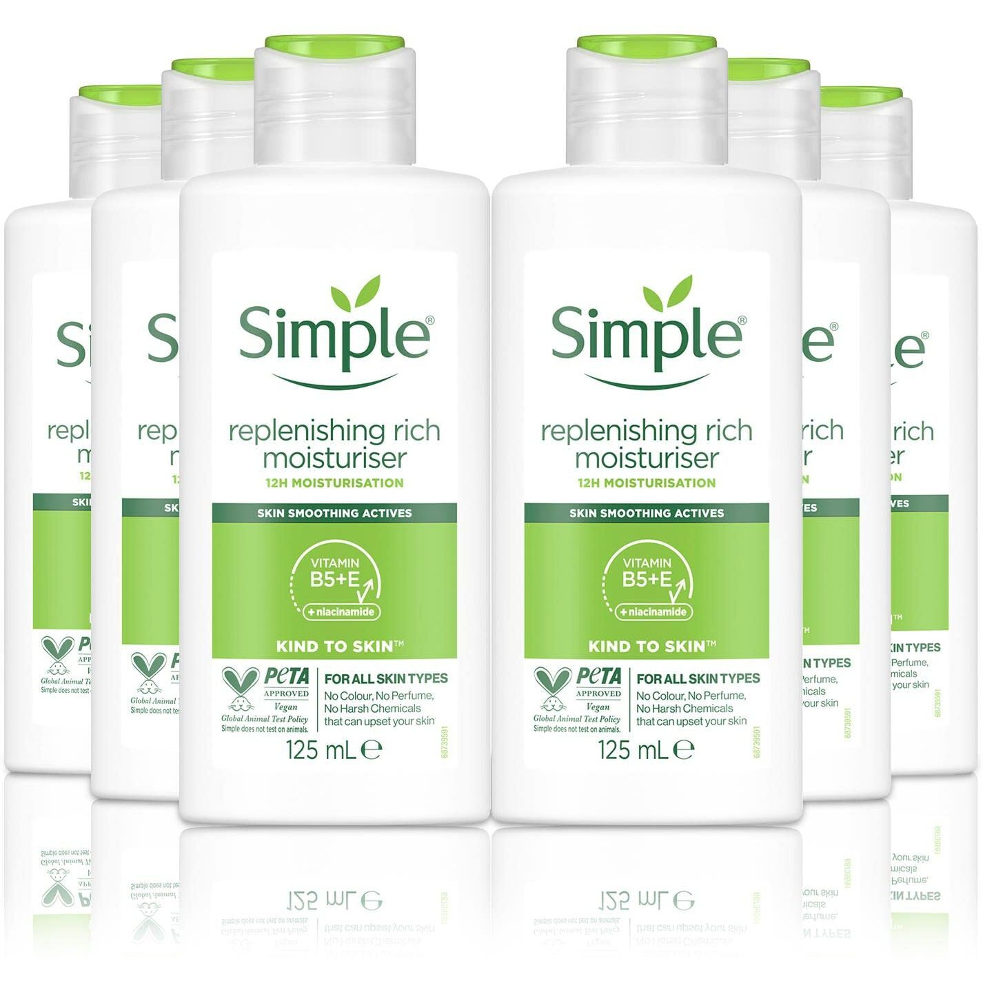6 X Simple Kind To Skin Replenishing Rich Moisturiser 125Ml