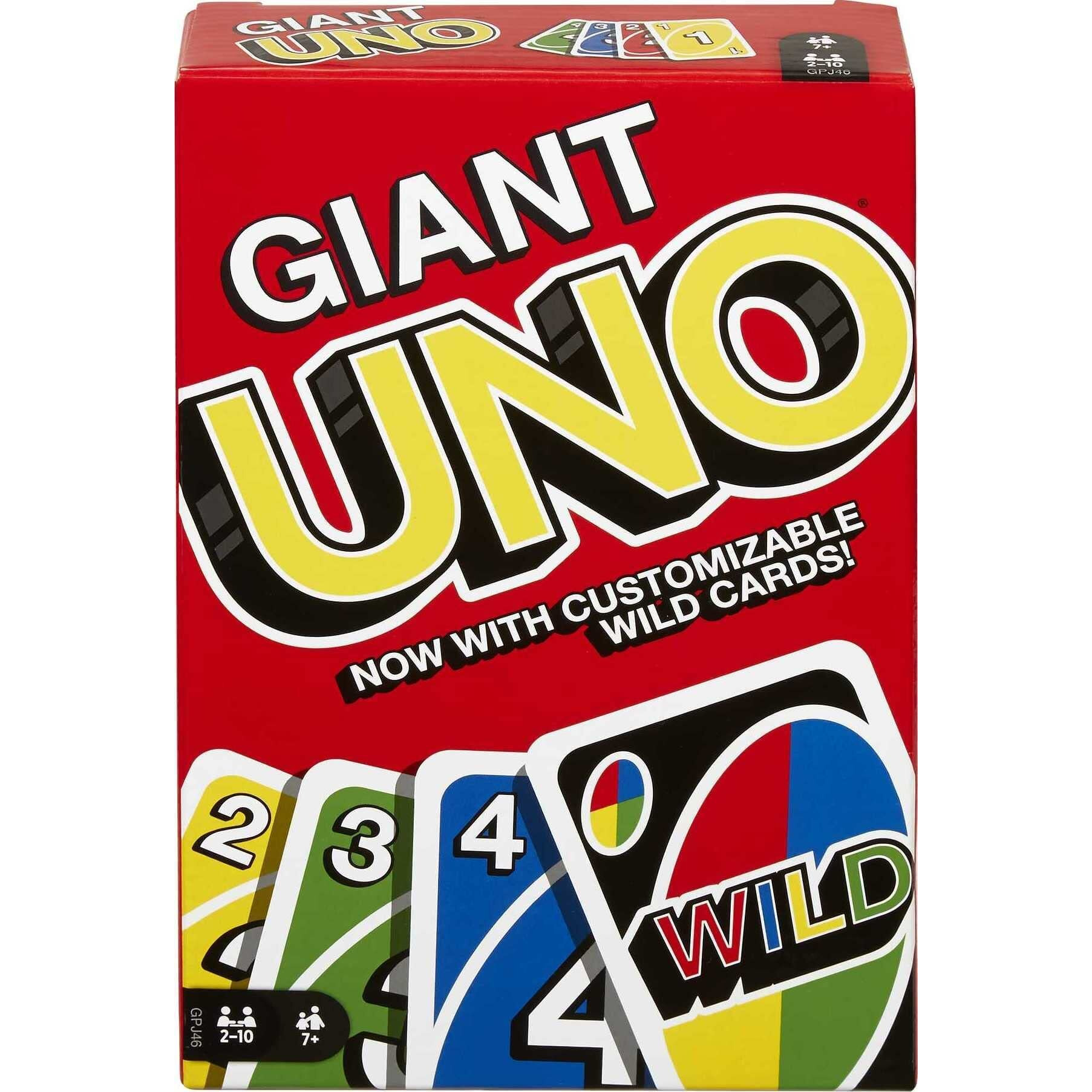 Mattel Games Giant Uno Card Game For Kids, Adults & Family Night, Oversized Cards & Customizable Wild Cards For 2-10 Players