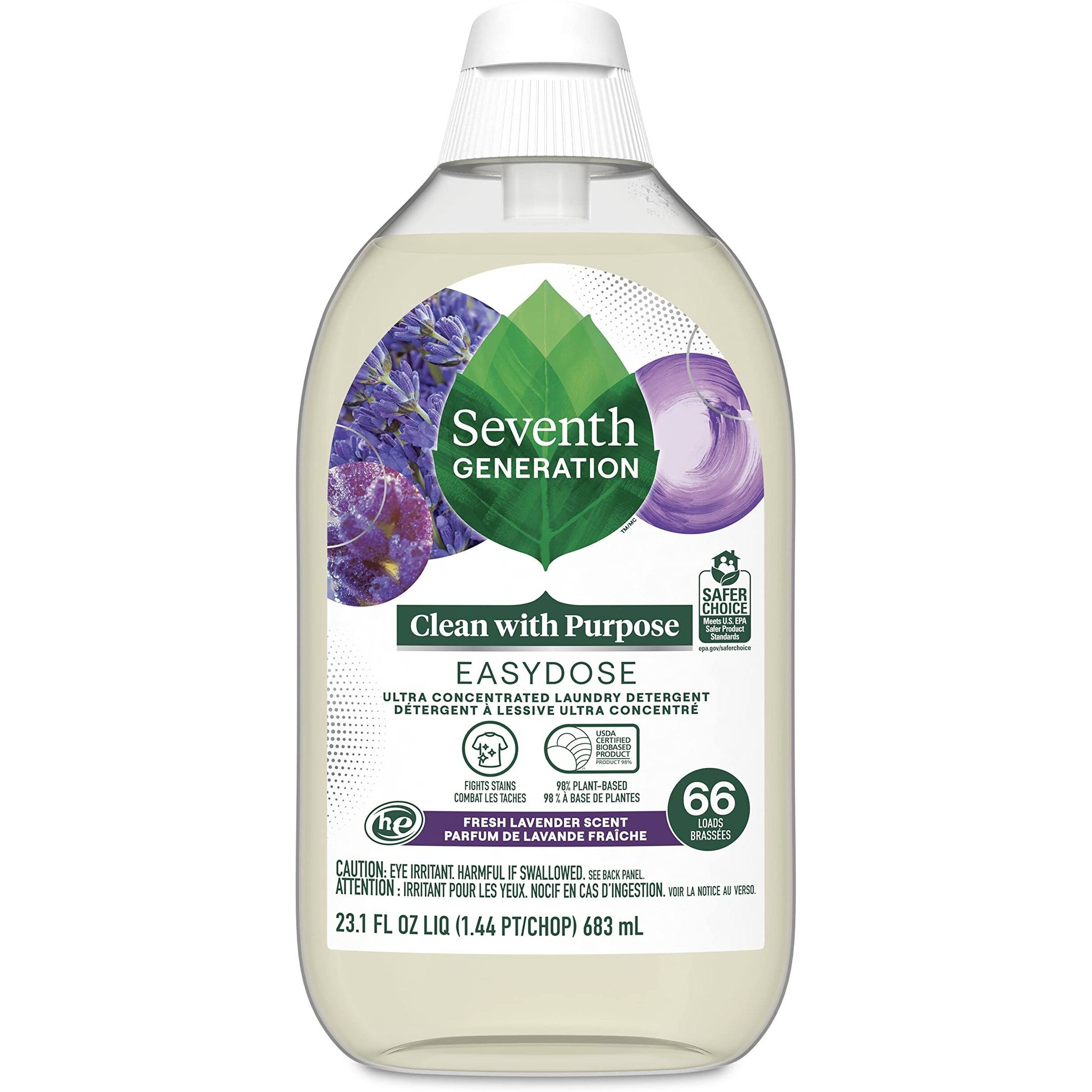 Seventh Generation Easydose Laundry Detergent Fresh Lavender Ultra Concentrated Washing Detergent 23 Oz