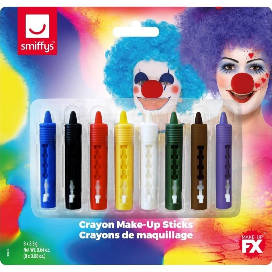 Smiffys Retractable Crayon Make-Up Sticks - Pack Of 8