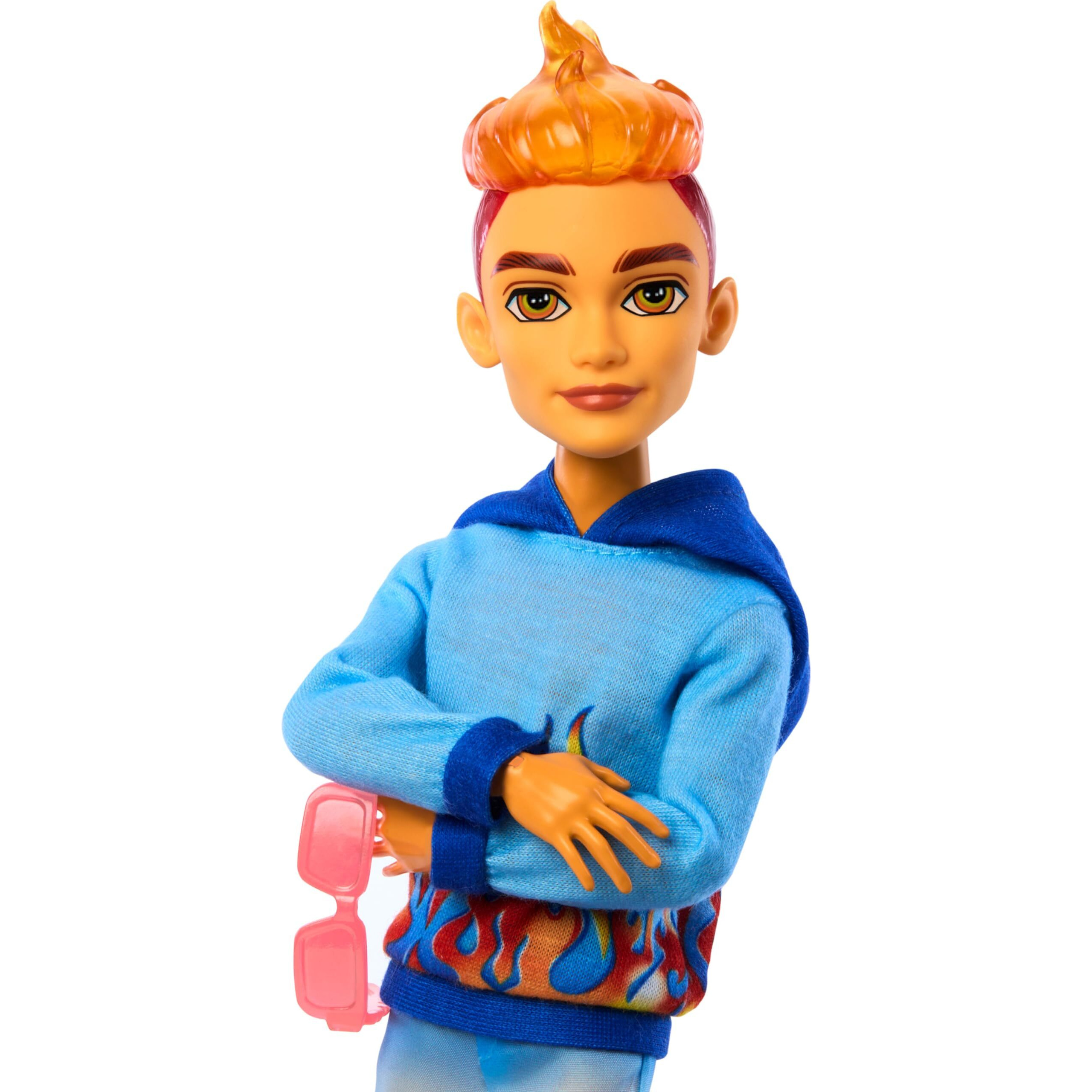 Monster High Scare-Adise Island Heath Burns Doll With Flame Hoodie, Swim Trunks & Beach Accessories Like Sunglasses