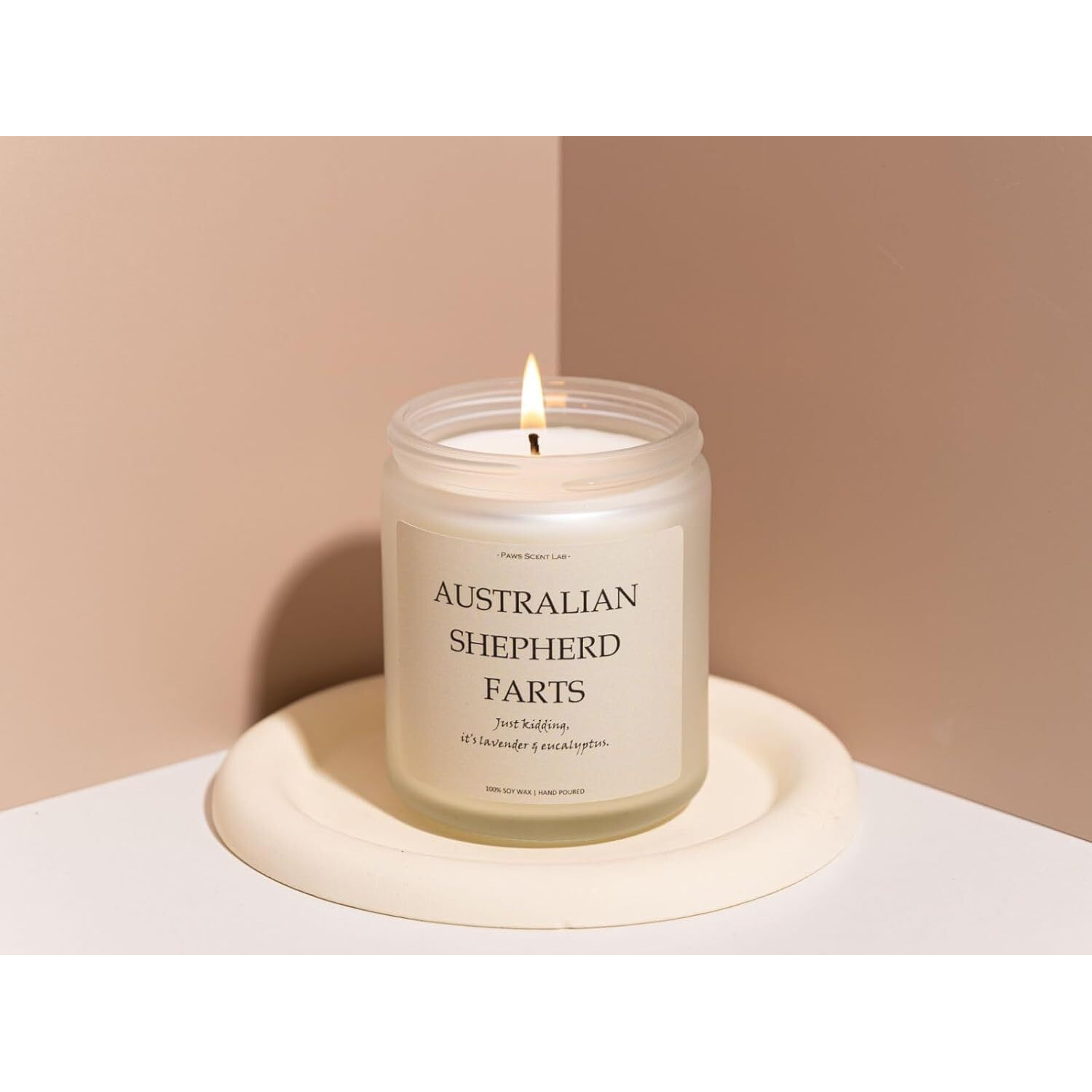 Australian Shepherd Gifts & Decor, Dog Farts Candle, Australian Shepherd Gifts For Women, Dog Mom Gifts For Women - Lavender & Eucalyptus, Crafted By Natural Soy Wax & Natural Essential Oils, 7Oz