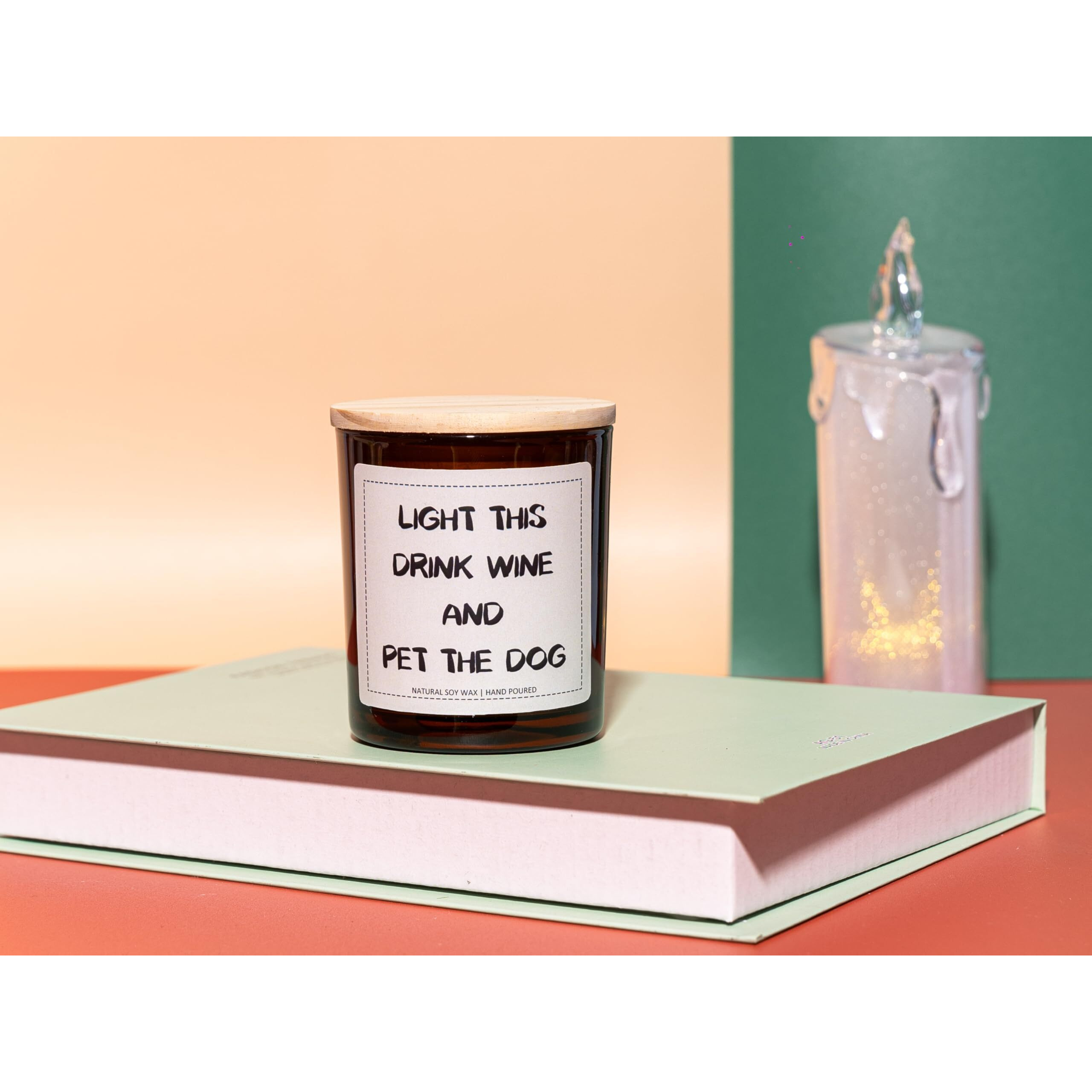Dog Mom Gifts, Dog Lovers Gifts For Women, Light This Drink Wine And Pet The Candle - Lavender & Eucalyptus, Crafted By Natural Soy Wax & Natural Essential Oils