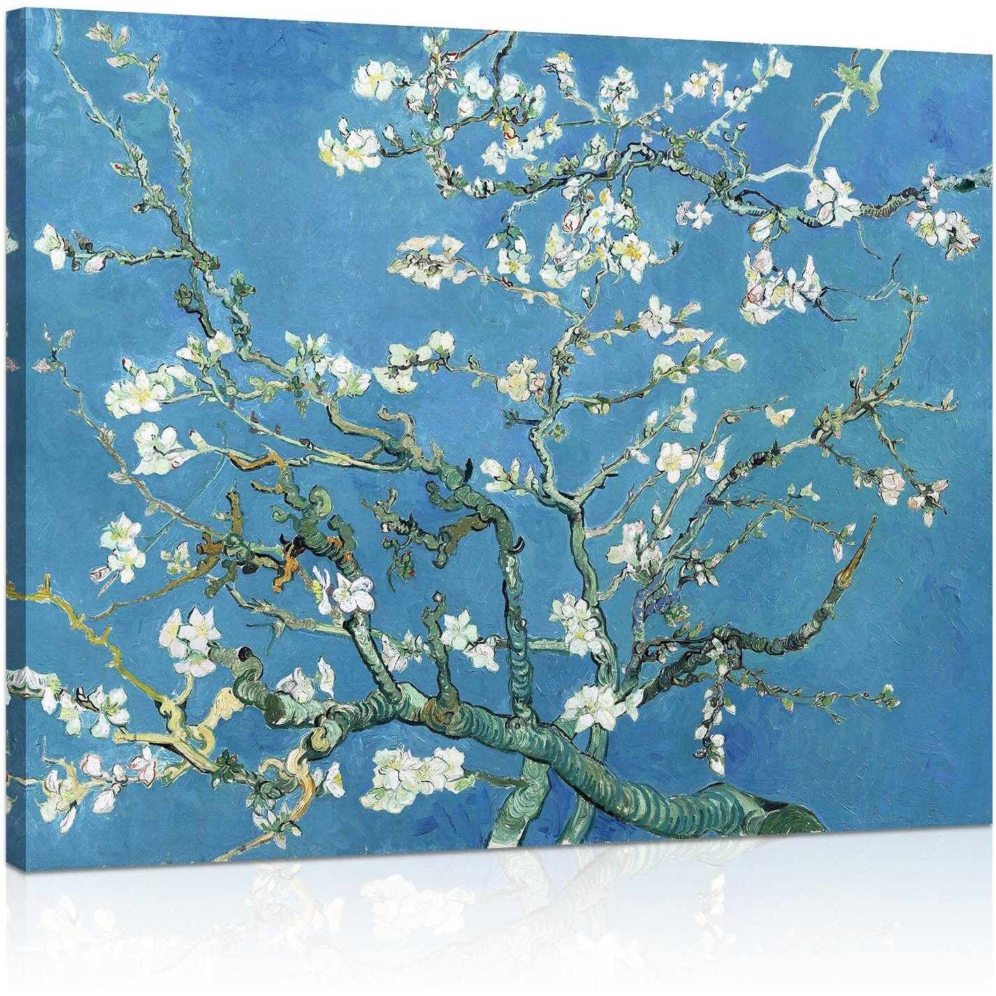 Van Gogh Canvas Wall Art Almond Blossom Oil Painting Flower Picture Reproduction Room Decor, Famous Art Prints Floral Tree Poster Teal Modern Artwork Home Decoration 12"" X 15""