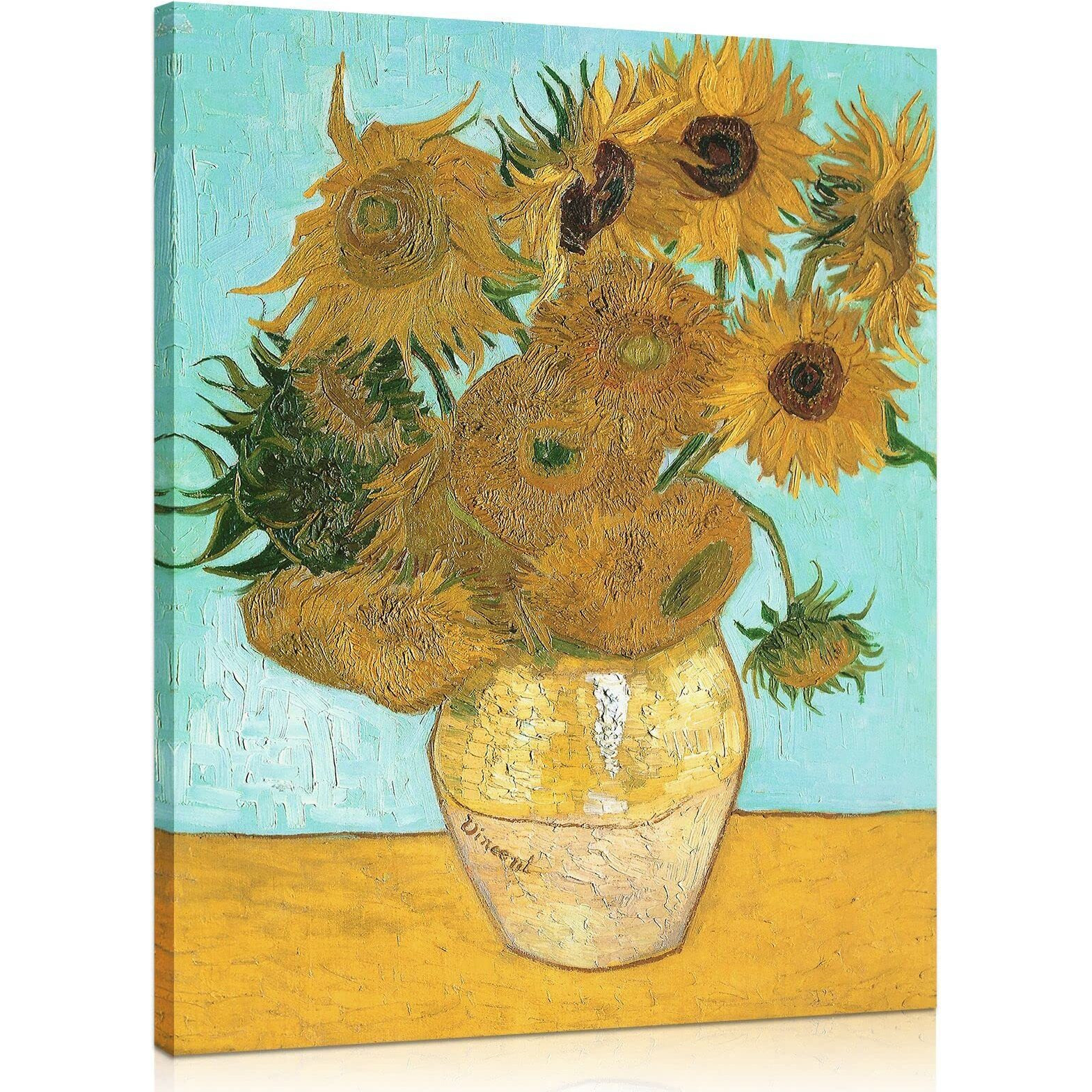 Van Gogh Canvas Wall Art Twelve Sunflowers Oil Painting Picture Reproduction Bedroom Decor, Famous Art Prints Sunflower In Blossom Artwork Poster Home Decoration 12"" X 15""
