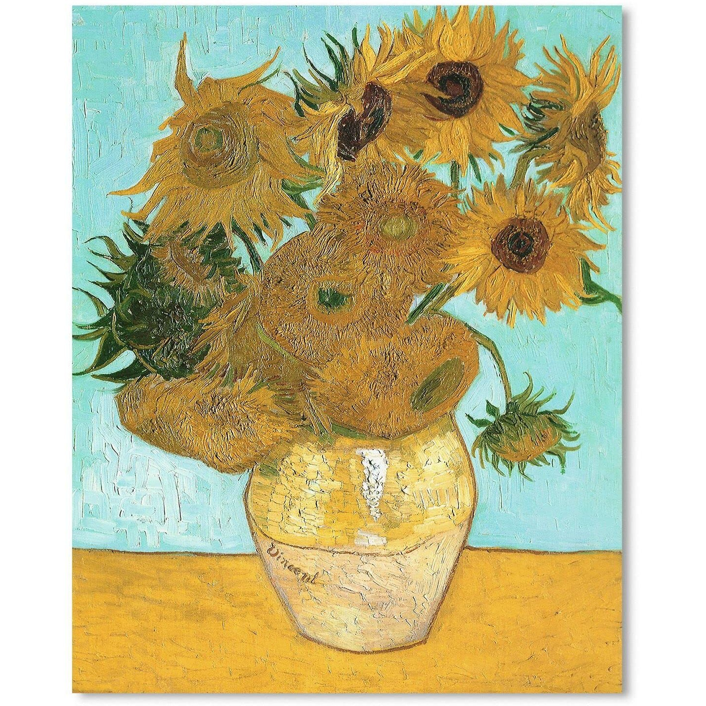 Van Gogh Canvas Wall Art Twelve Sunflowers Oil Painting Picture Reproduction Bedroom Decor, Famous Art Prints Sunflower In Blossom Artwork Poster Home Decoration 12"" X 15""