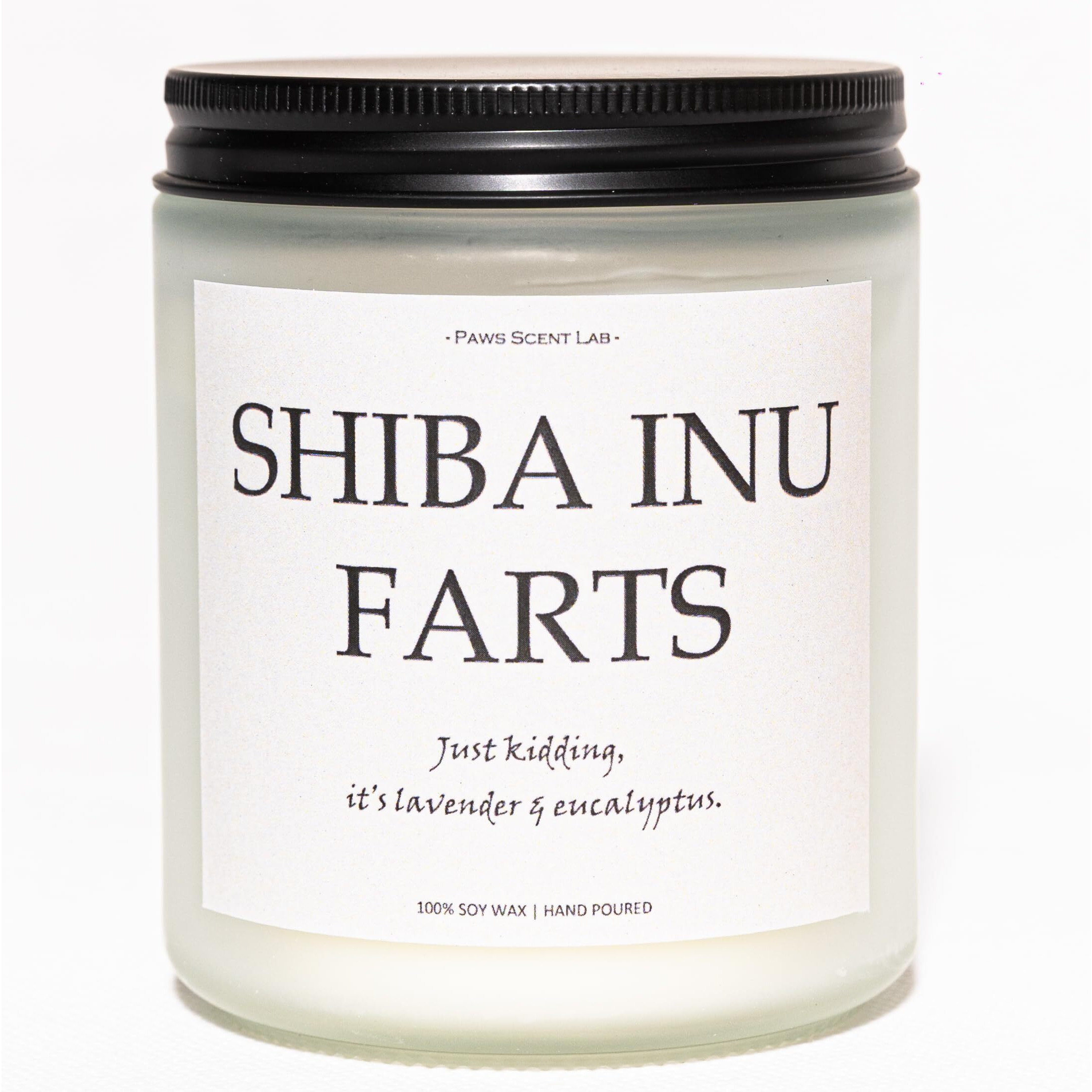 Shiba Inu Gifts & Decor, Dog Farts Candle, Dog Mom Gifts For Women - Lavender & Eucalyptus, Crafted By Natural Soy Wax & Natural Essential Oils, 7Oz