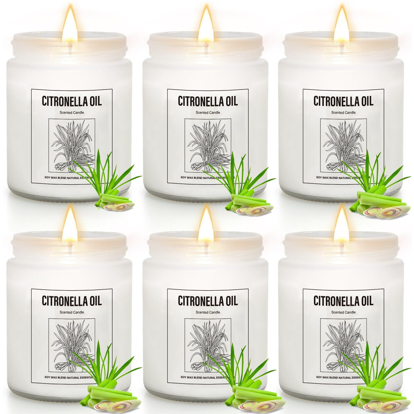 6 Pack Citronella Candles Outdoor, 42Oz Citronella Candles With Citronellas Oil And Soy Wax, Summer Gifts For Indoor Outdoor, 300 Hours Burn Citronellas Candle For Outside Patio Camping Bbq