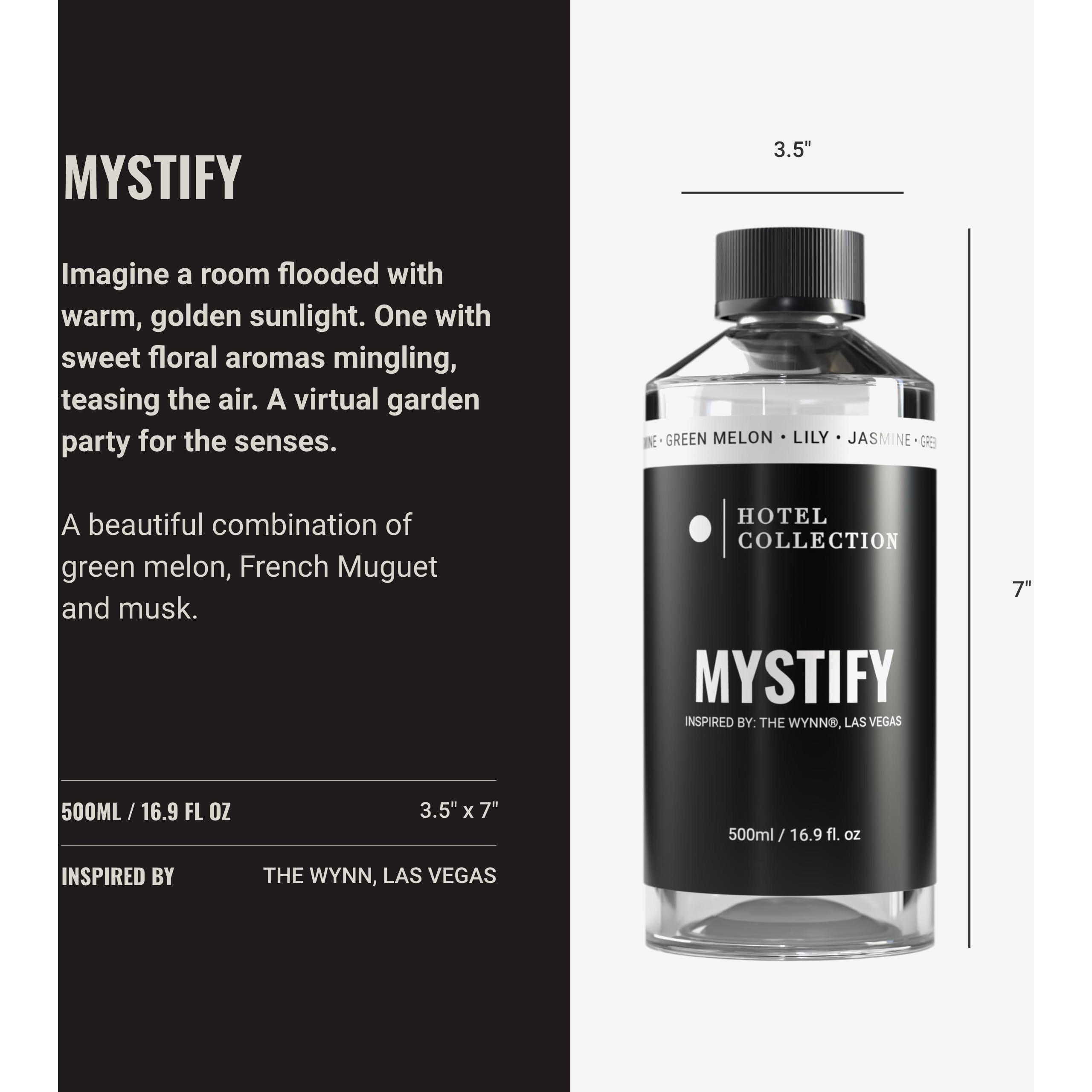 Hotel Collection - Mystify Essential Oil Scent - Luxury Hotel Inspired Aromatherapy Scent Diffuser Oil - Honeydew Melon, Sweet Raspberries, Lily, Jasmine & Lemon - For Essential Oil Diffusers - 500Ml