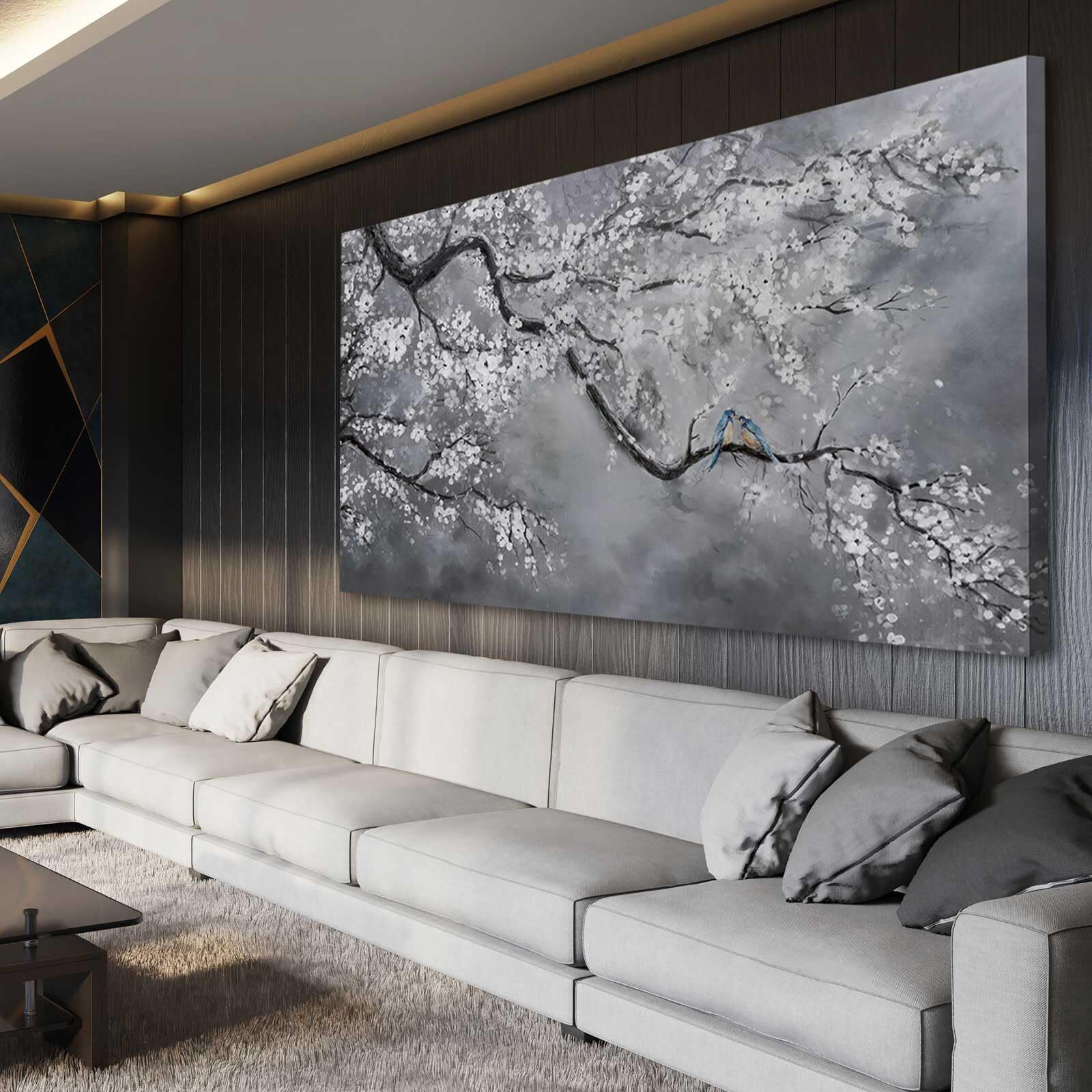 Canvas Wall Art/Grey Wall Decor 29"&quotX58""/ Plum Blossom Oil Paintings/Large Artwork Wall For Living Room Bedroom Office Kitchen Home Decoration