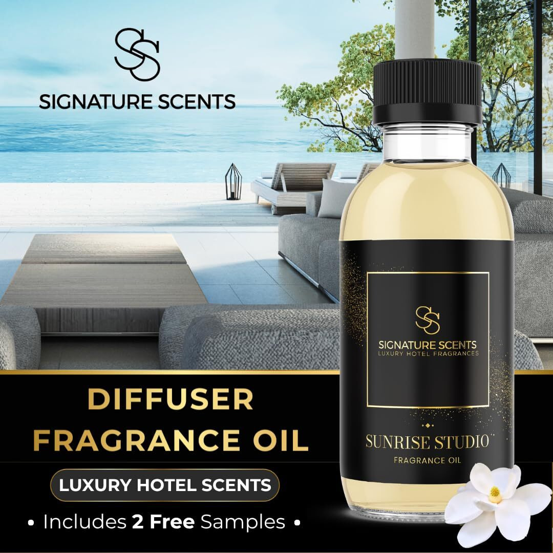 Luxury Hotel Diffuser Oil For Hotels And Homes - Aromatherapy Oils For Use With An Essential Oil Diffuser At Home - Fragrance-Scent Diffuser Oil Blend (Sunrise Studio) 4.05Fl Oz (120Ml)