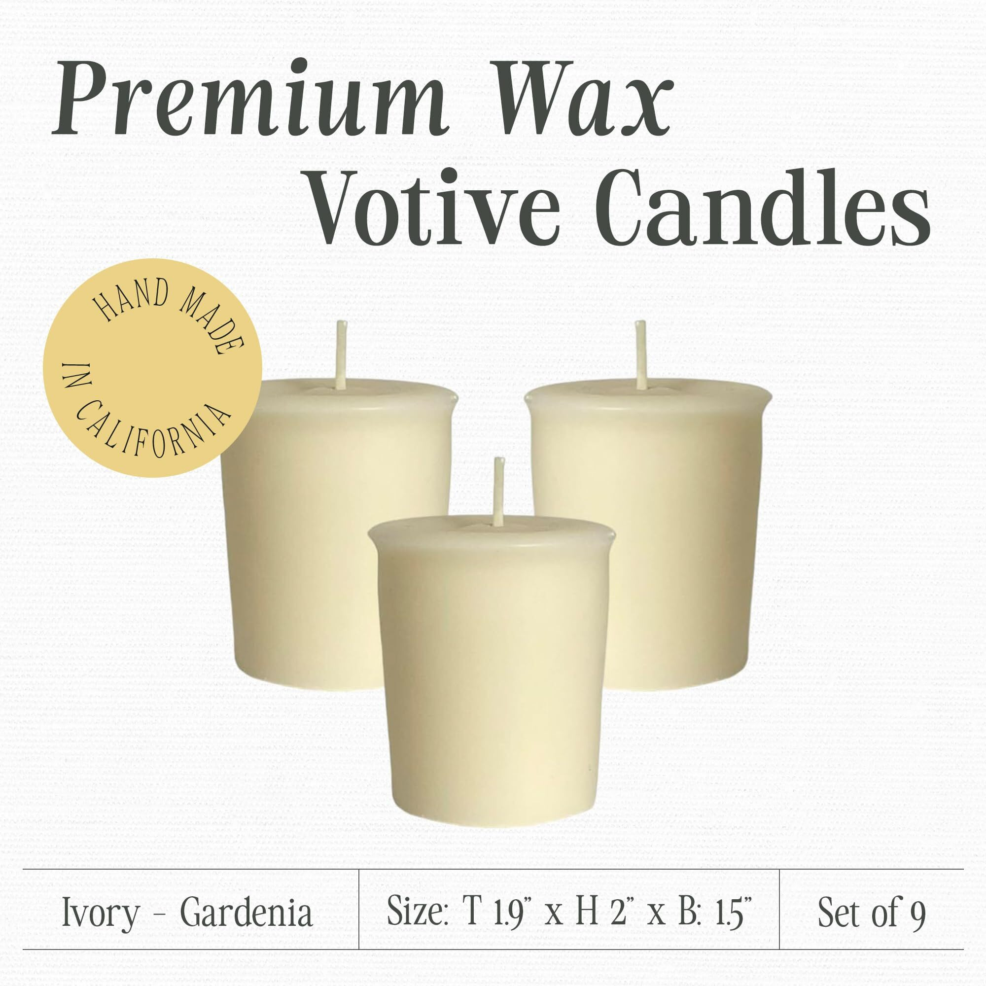 Mister Candle Spring/Summer Votive Collection Handmade Scented Votive Candles Bulk, Small Candles With Premium Wax & Essential Oils, 15 Hour Burn Time, Made In Usa, (Set Of 9, Gardenia)