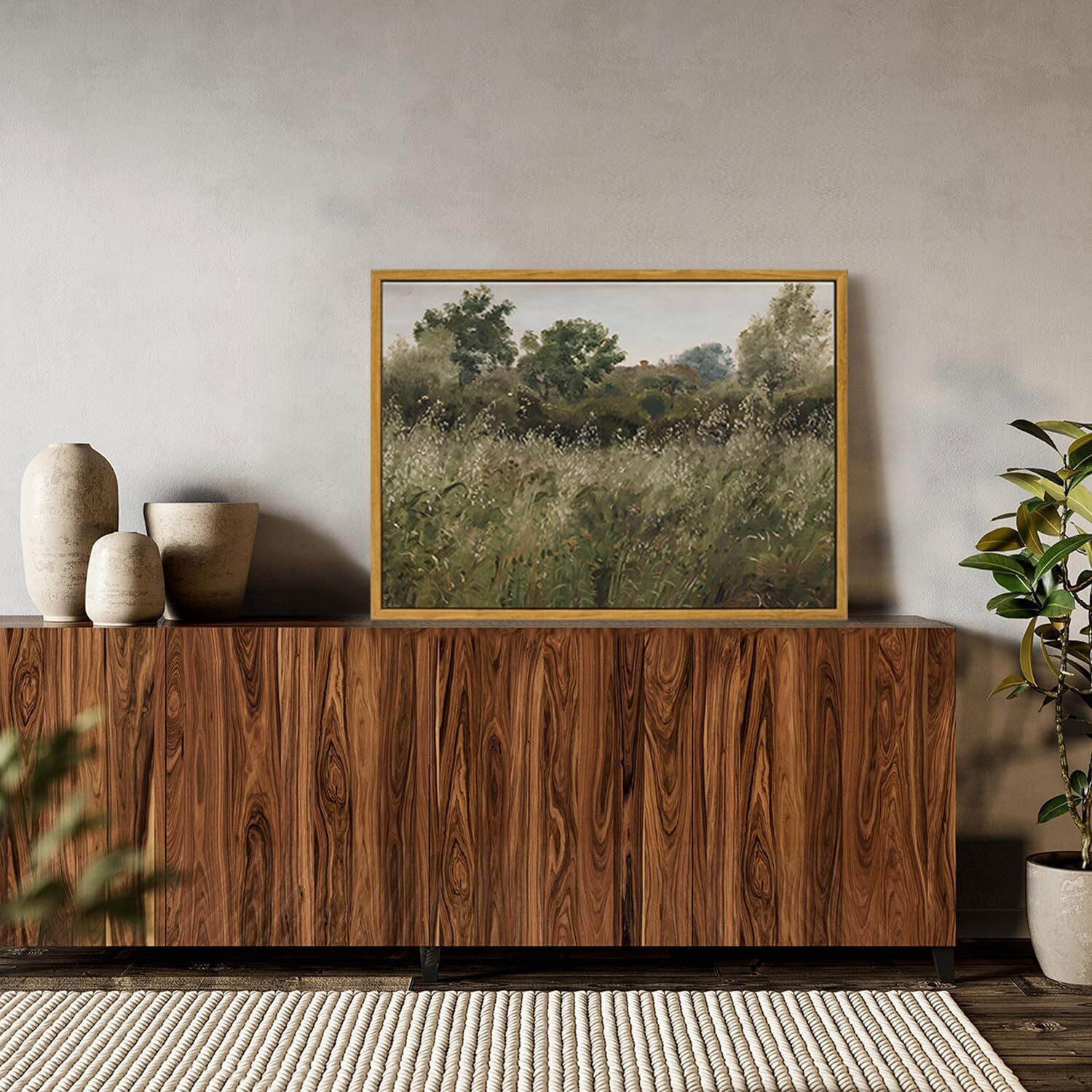 Oiqartoiq Framed Vintage Landscape Wall Art Natural Scenery Oil Painting Canvas Prints Country Farmhouse Aesthetic Decor Pictures For Kitchen Bedroom Living Room Bathroom
