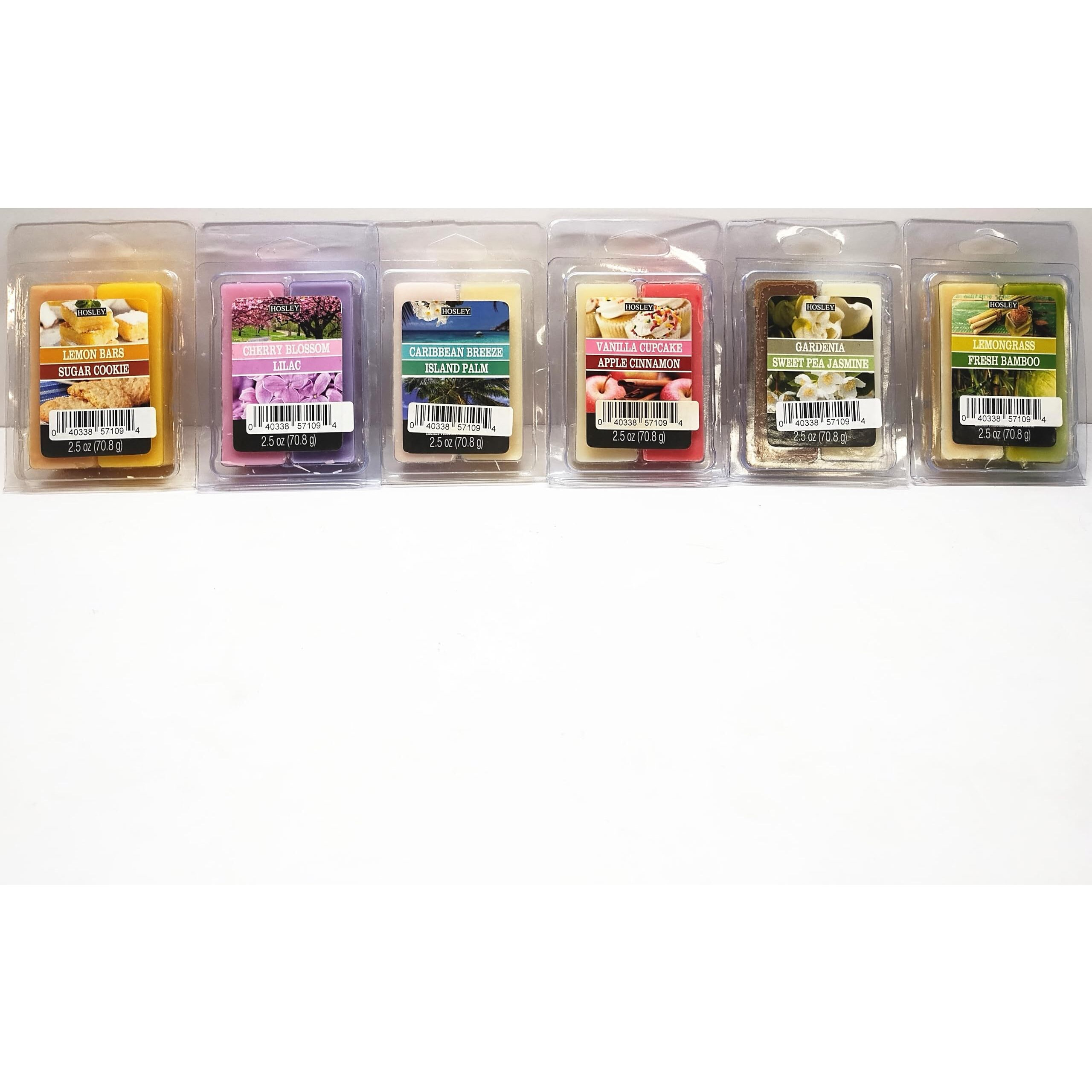 Hosley 6-Pack Assorted Wax Melts (2.5 Oz Each) - Hand-Poured, Essential Oil Infused, Long-Lasting Fragrance - Bulk Buy Wax Cubes For Wax Warmers, Weddings, Spa, Meditation Settings.