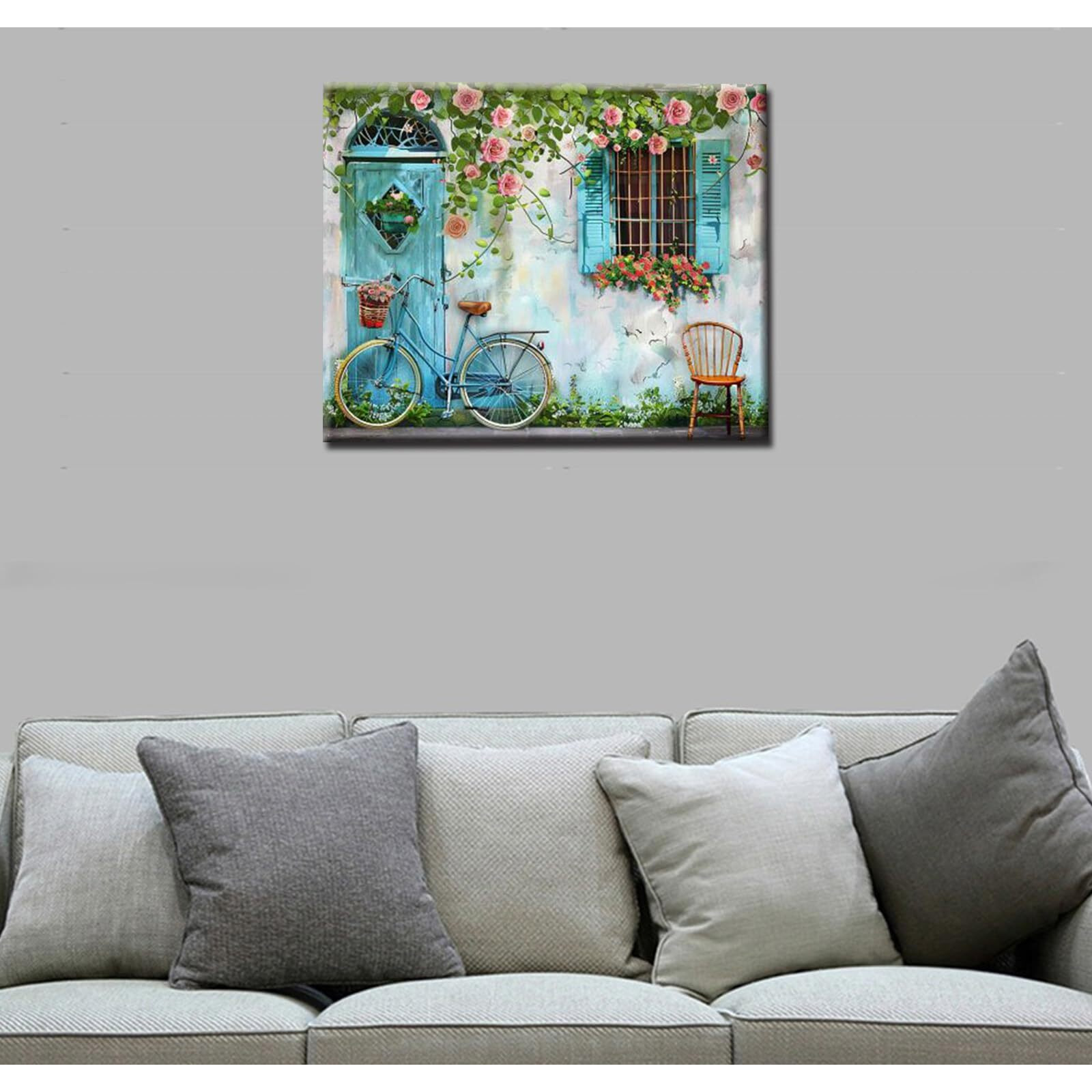 Italian Town Diy Paint By Numbers For Adults Kids Easy Canvas Oil Painting Flowers Blooming On The Window Acrylic Watercolor Paint Kits Home Living Room Wall Art Decor Gift 16''W X 20''H(Frameless)